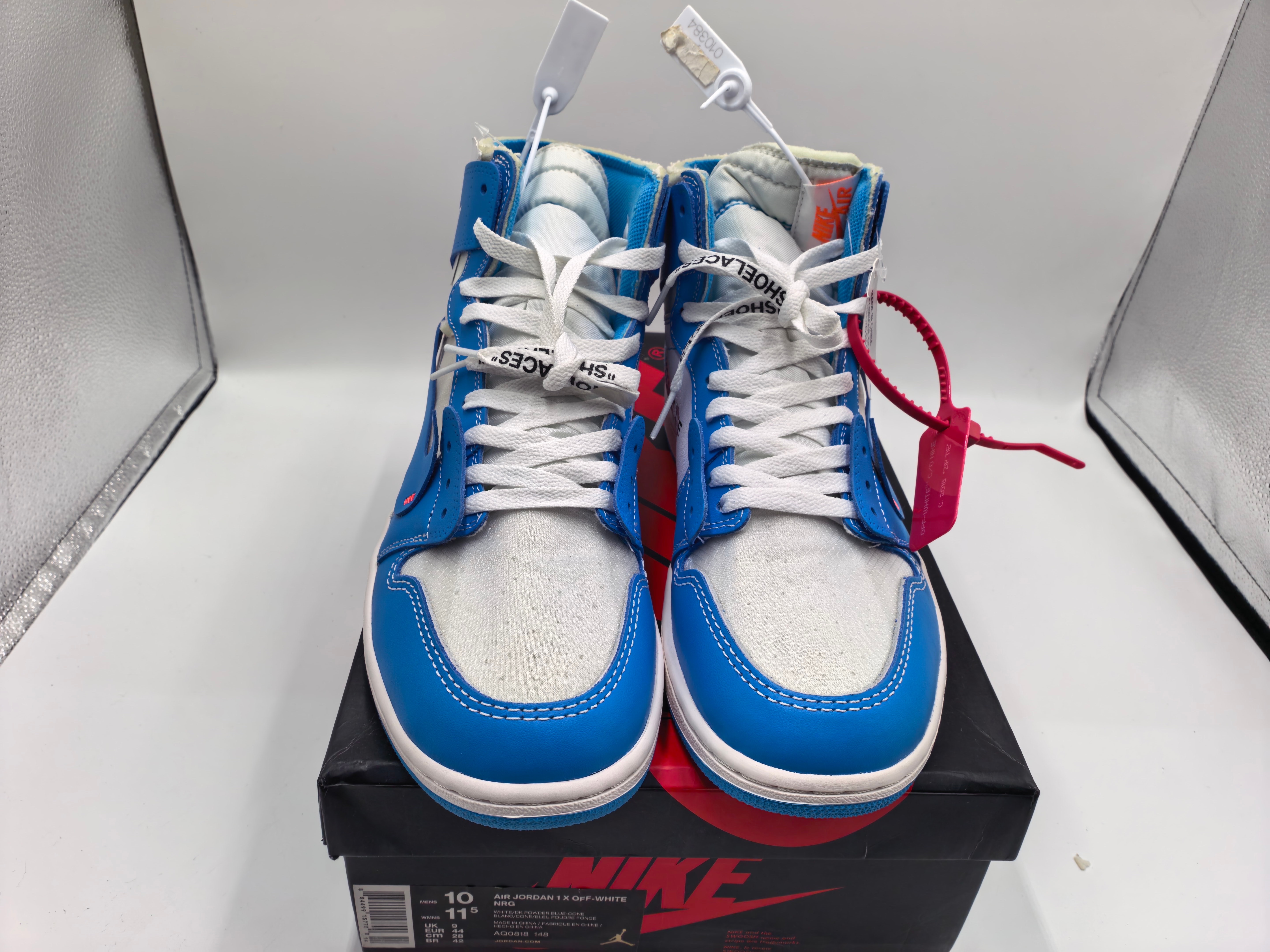 Off-White × Nike Air Jordan 1 High UNC "White/Dark Powder Blue"