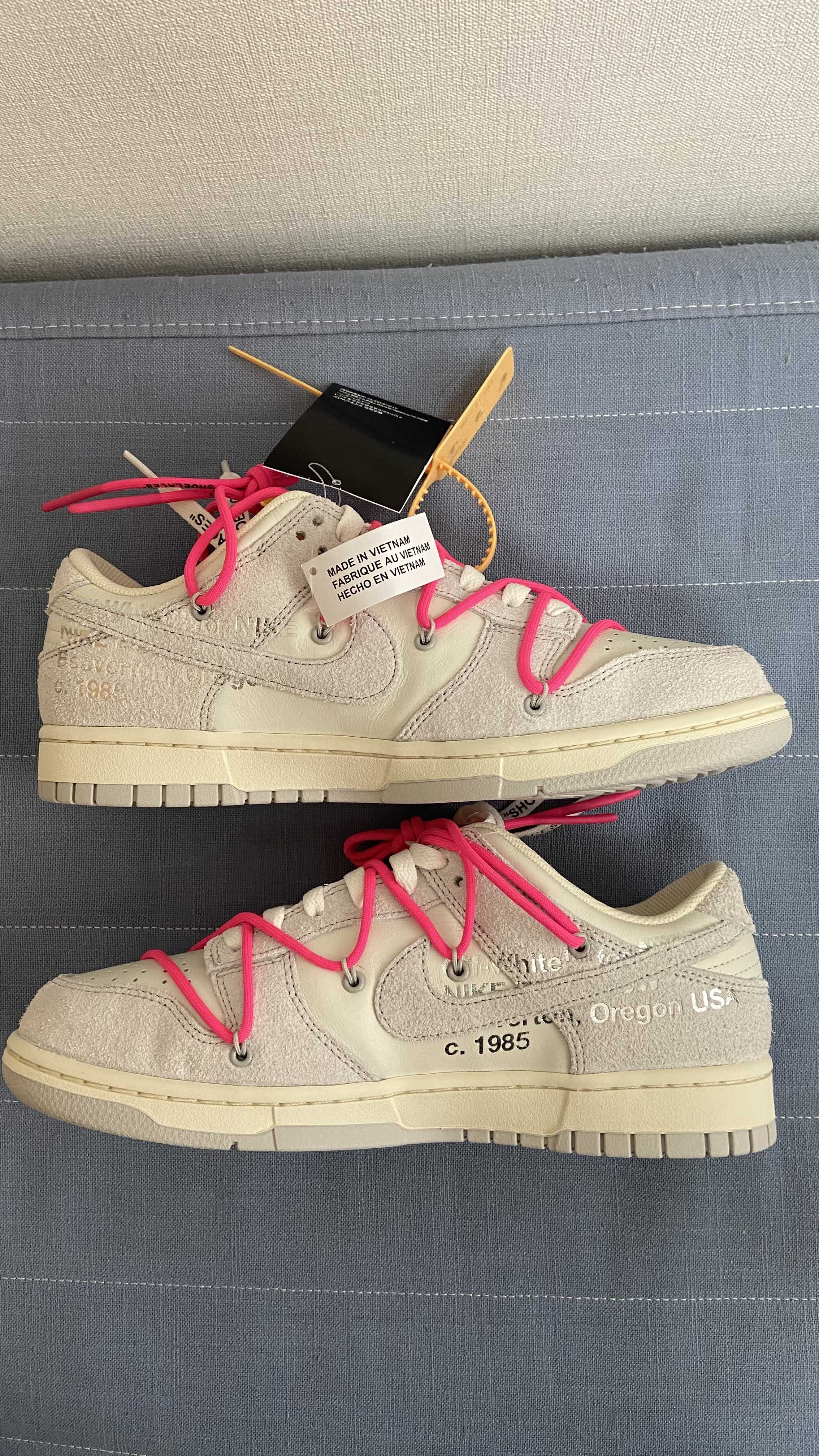 Off-White × Nike Dunk Low "Sail/Neutral Gray/Hyper Pink"