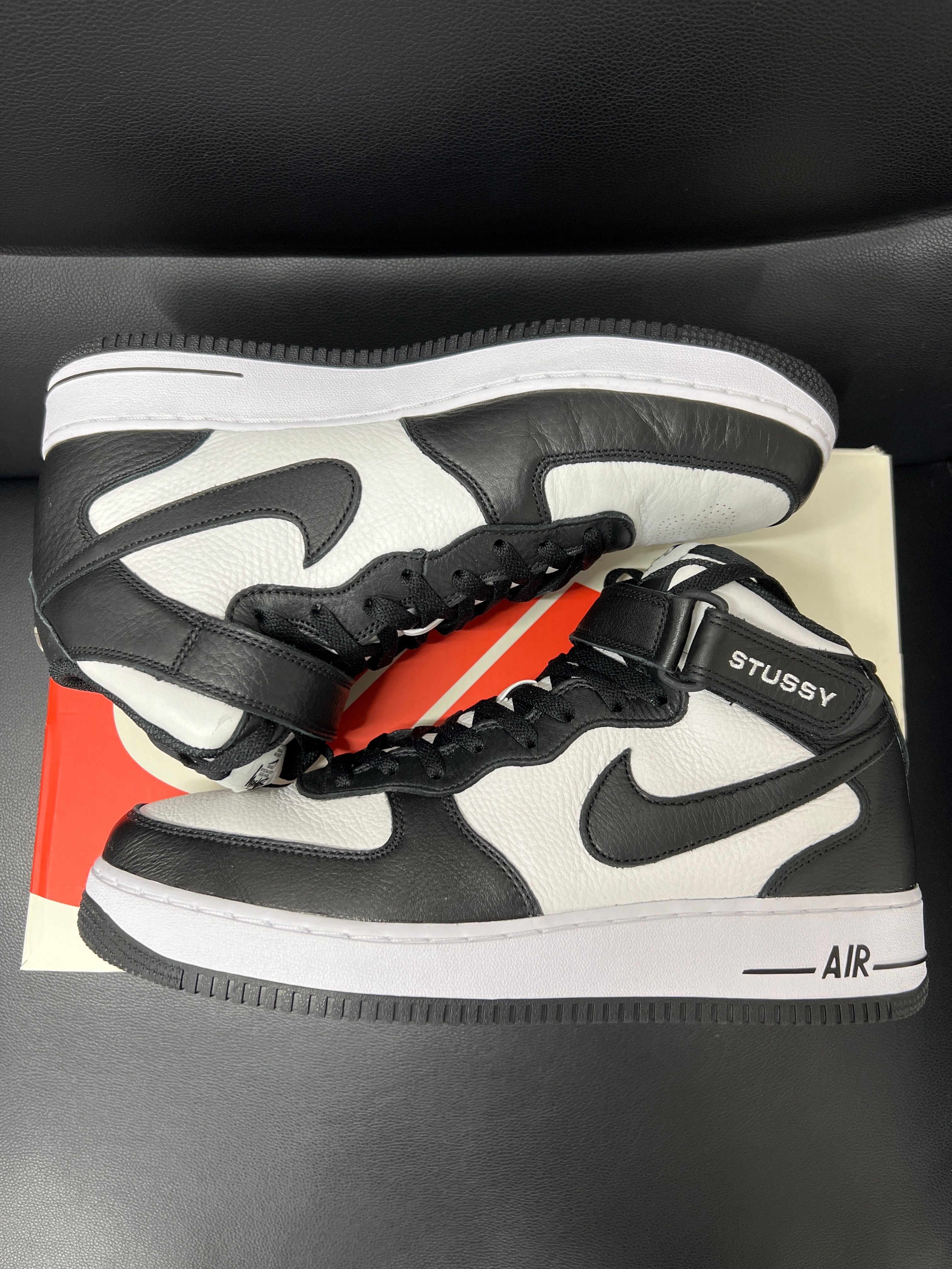 Stussy × Nike Air Force 1 Mid "Black and Light Bone"