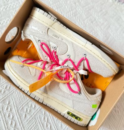 Off-White × Nike Dunk Low "Sail/Neutral Gray/Hyper Pink"