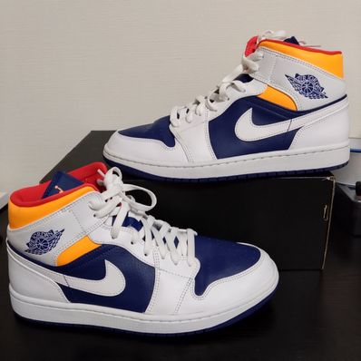 Nike Air Jordan 1 Mid "White/Navy/Yellow"