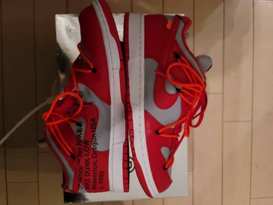 Off-White × Nike Dunk Low "University Red/Wolf Grey"