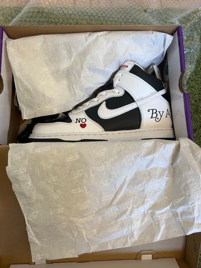 Supreme × Nike SB Dunk High By Any Means "White Black"