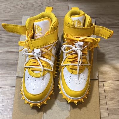 Off-White × Nike Air Force 1 Mid SP LTHR "White and Varsity Maize"