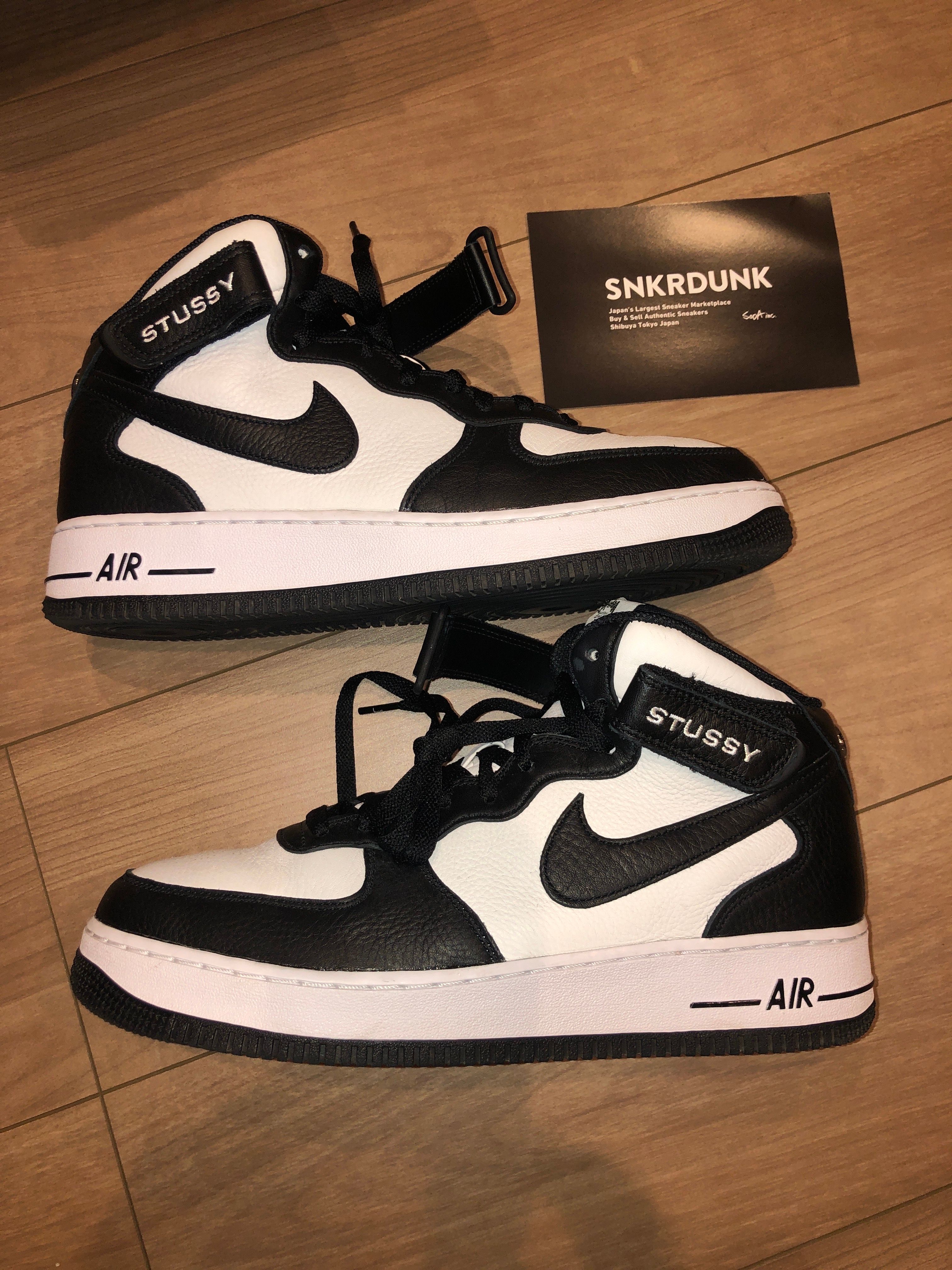 Stussy × Nike Air Force 1 Mid "Black and Light Bone"