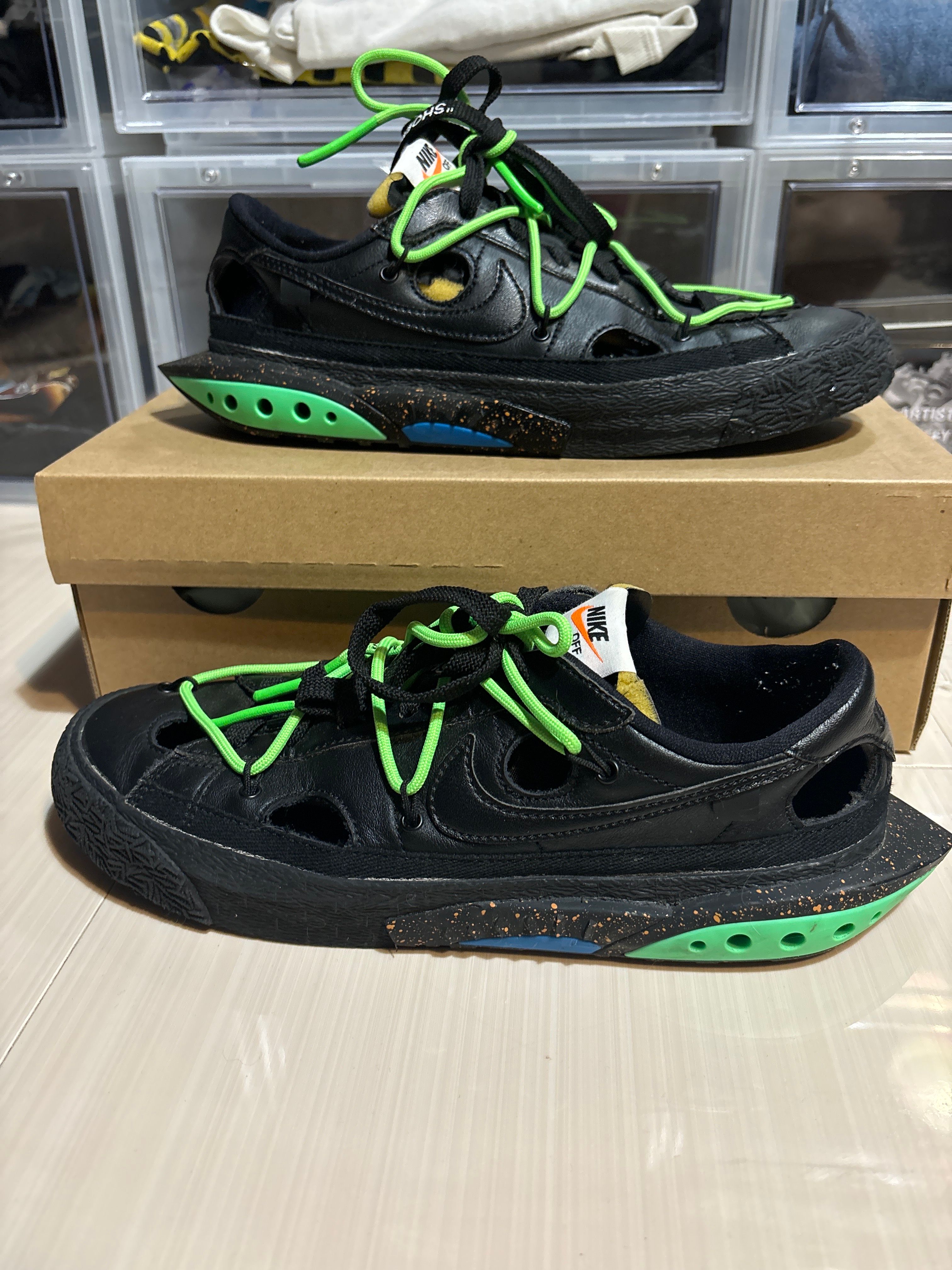 Off-White × Nike Blazer Low "Black and Electro Green"