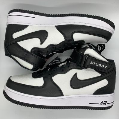 Stussy × Nike Air Force 1 Mid "Black and Light Bone"