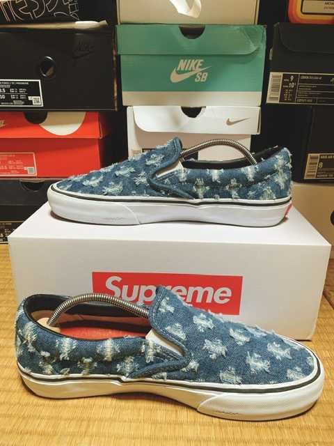 Supreme × Vans Slip-On Hole Punch Denim "Blue"