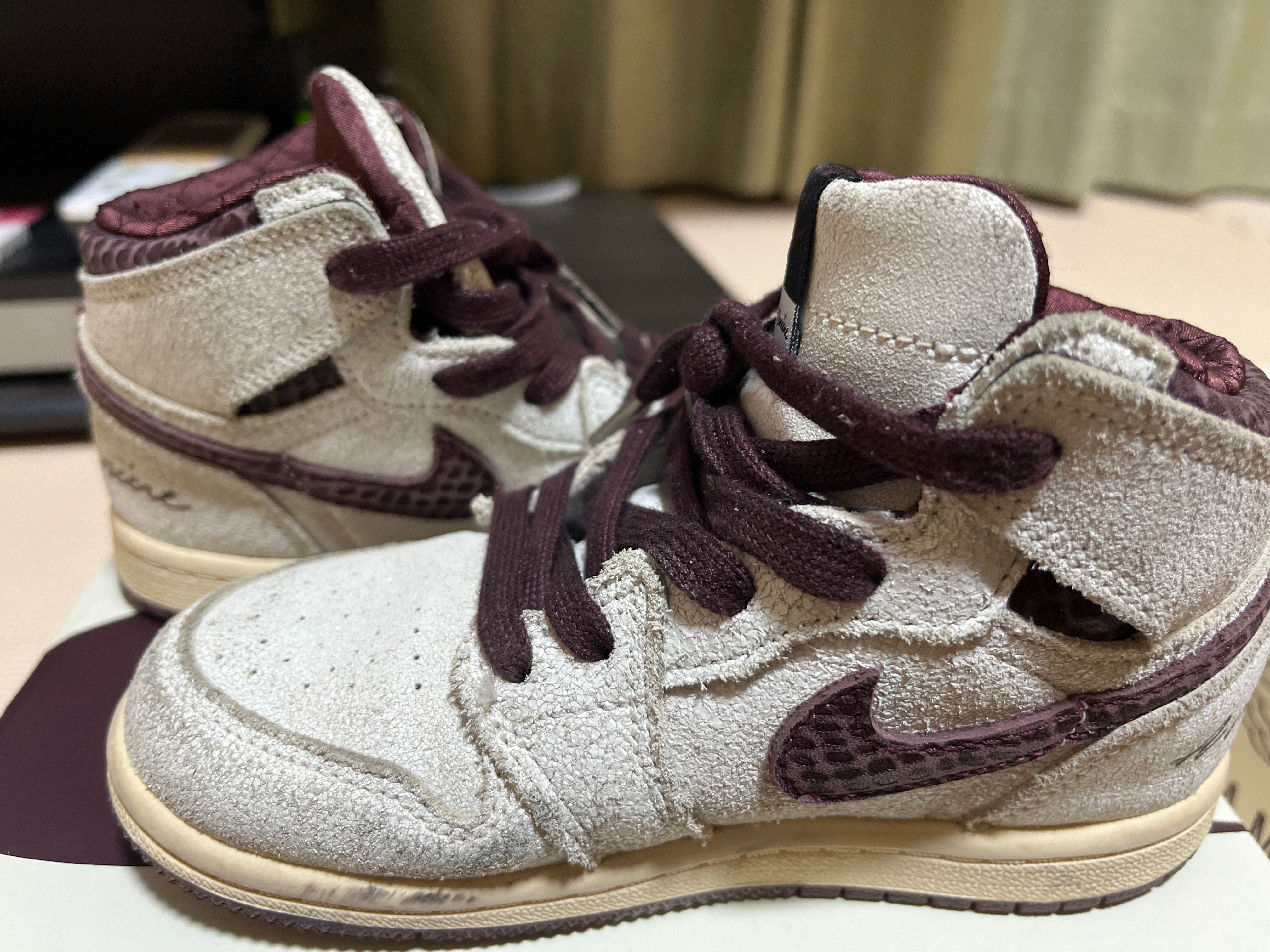 A Ma Maniere × Nike TD Air Jordan 1 RETRO High OG "Sail and Burundy"