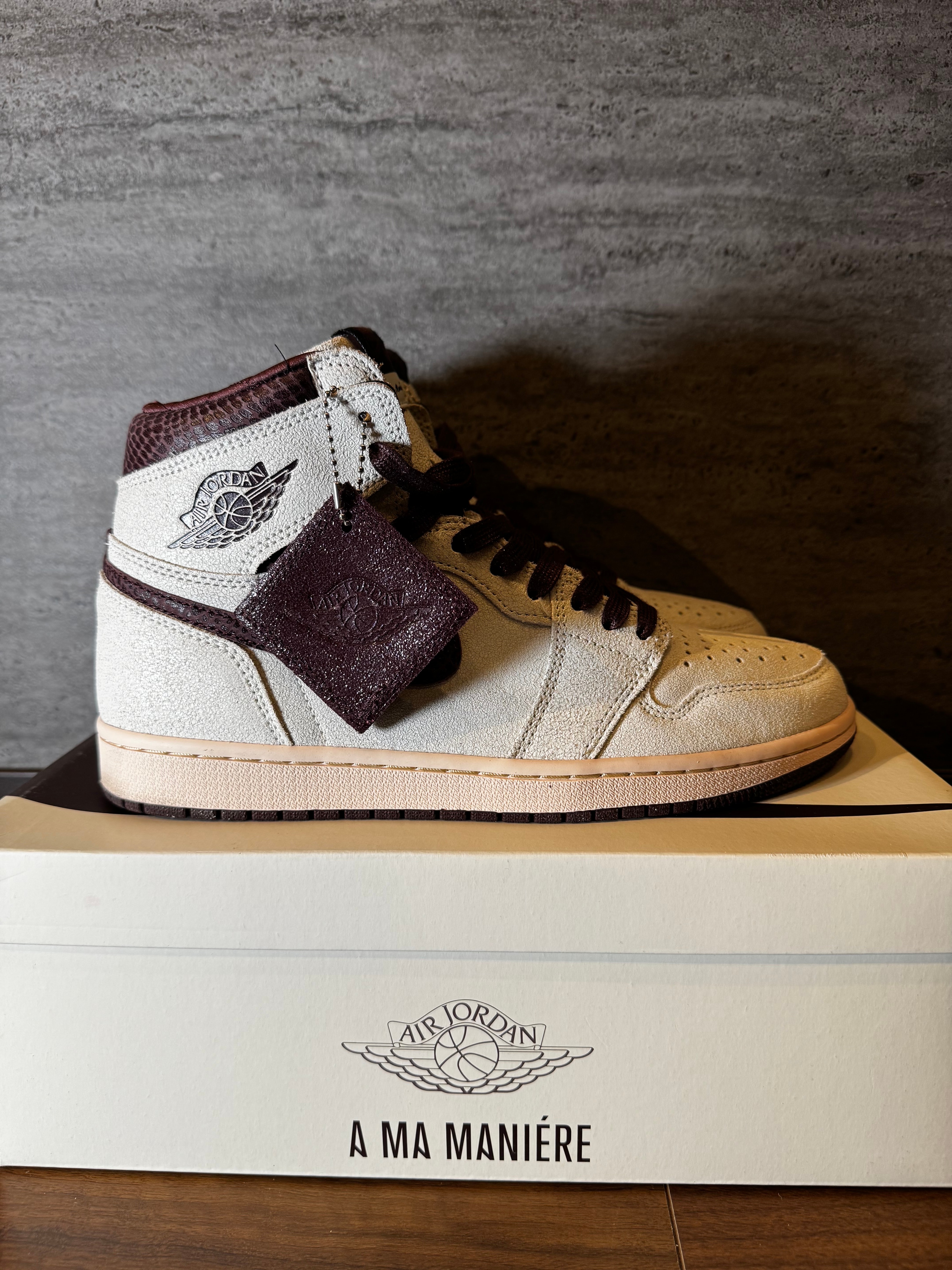 A Ma Maniere × Nike Air Jordan 1 Retro High OG "Sail and Burgundy"