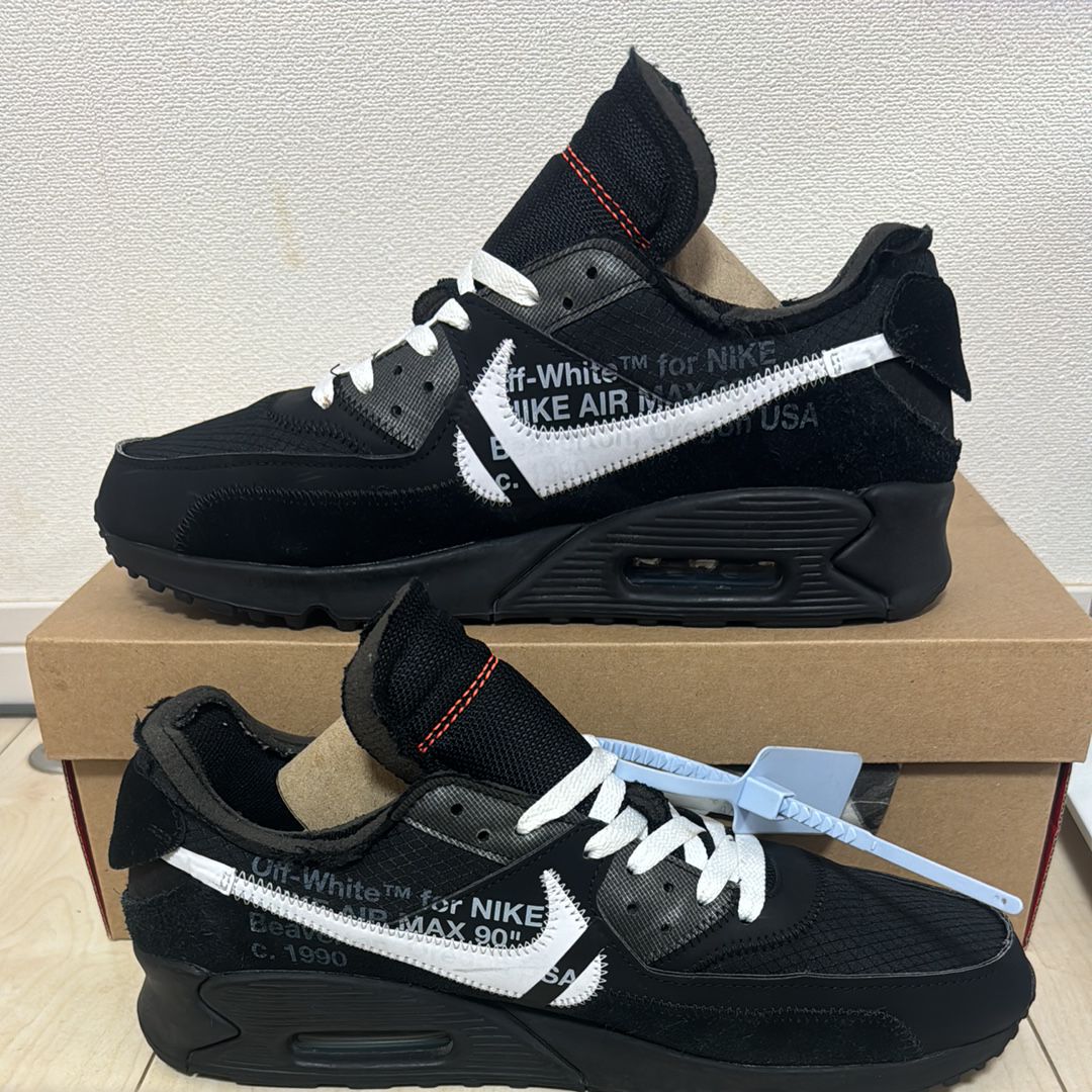 Off-White × Nike Air Max 90 "Black/Black-Cone-White"