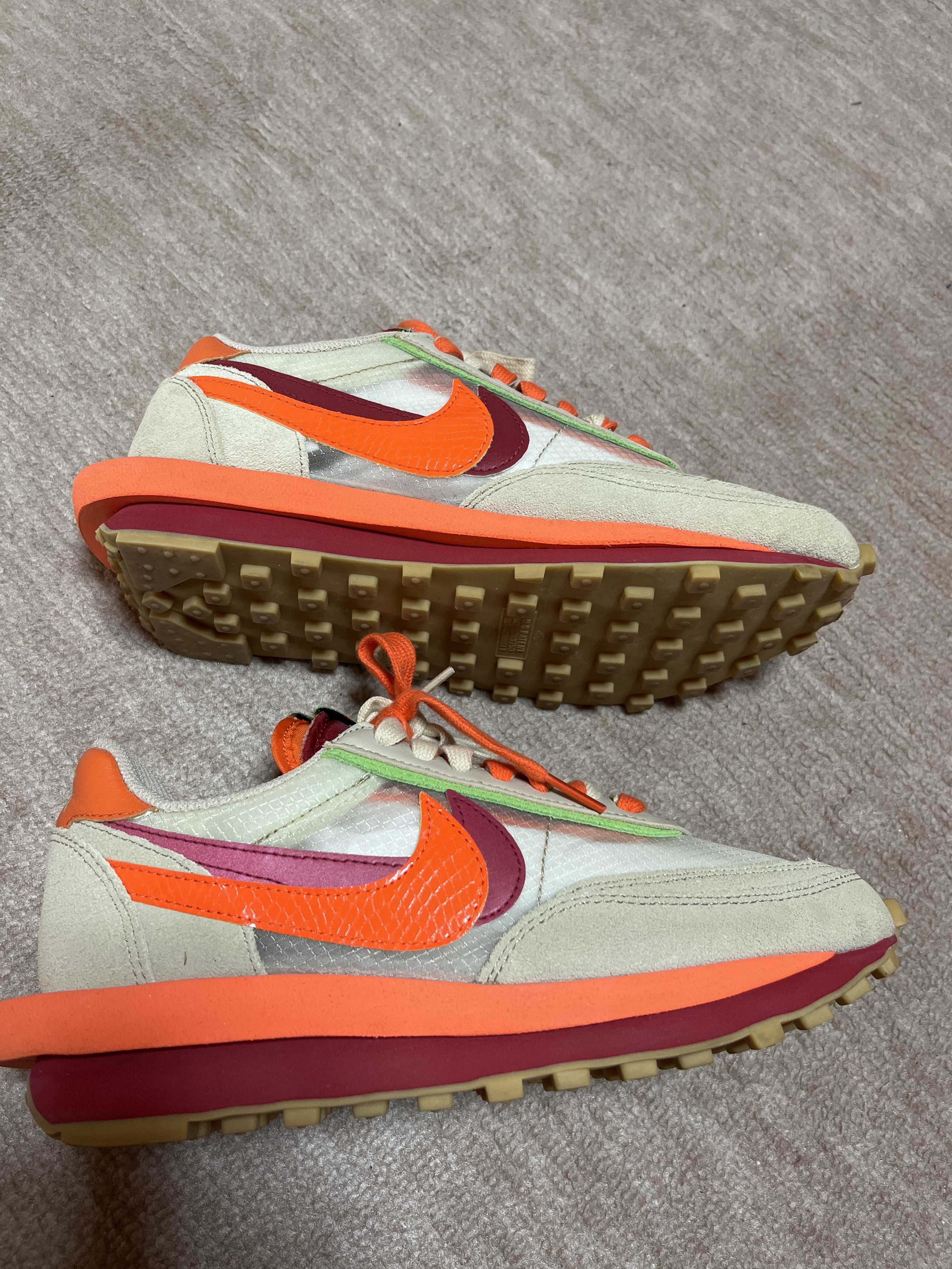 CLOT × Sacai × Nike LD Waffle "Orange Blaze"
