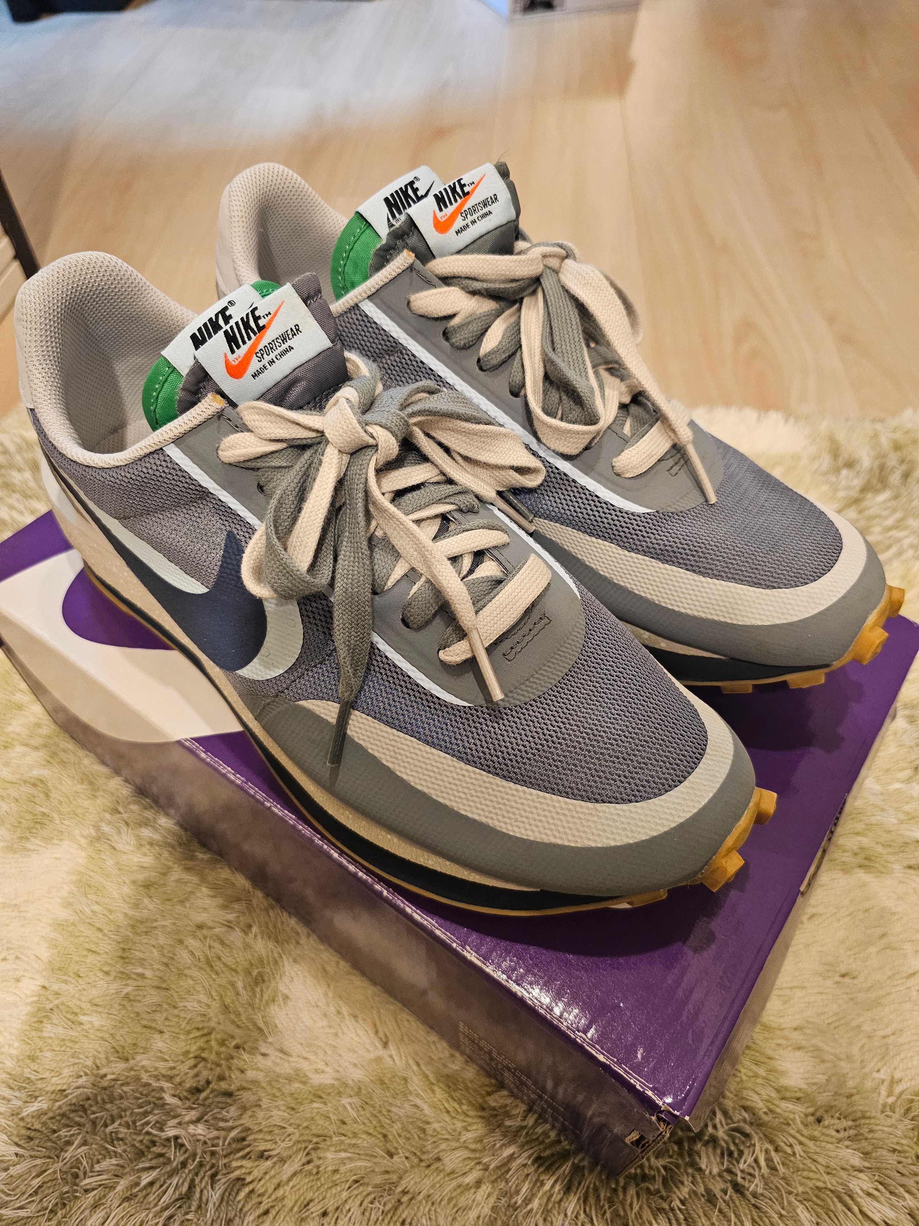 CLOT × Sacai × Nike LD Waffle "Grey Obsidian/Cool Grey"