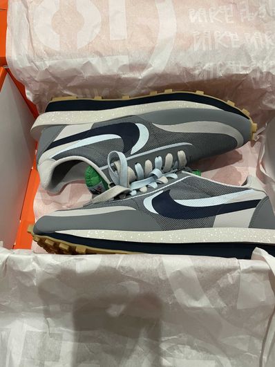 CLOT × Sacai × Nike LD Waffle "Grey Obsidian/Cool Grey"