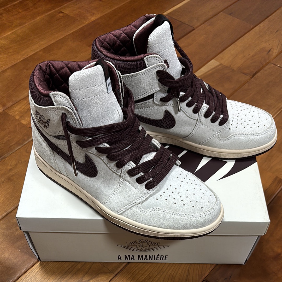 A Ma Maniere × Nike Air Jordan 1 Retro High OG "Sail and Burgundy"