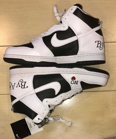 Supreme × Nike SB Dunk High By Any Means "White Black"