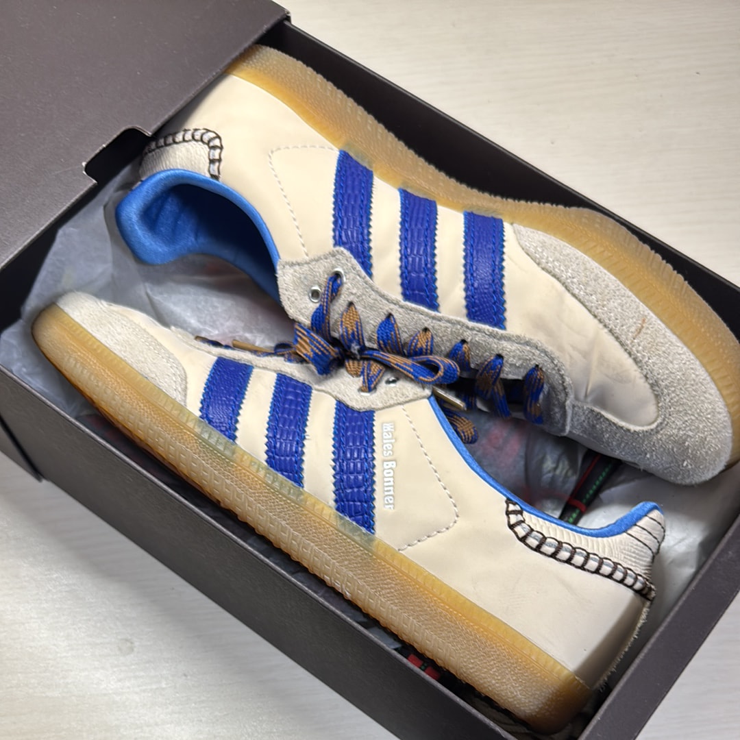 Wales Bonner × adidas Nylon Samba "Wonder Clay/Team Royal Blue/Wonder White"