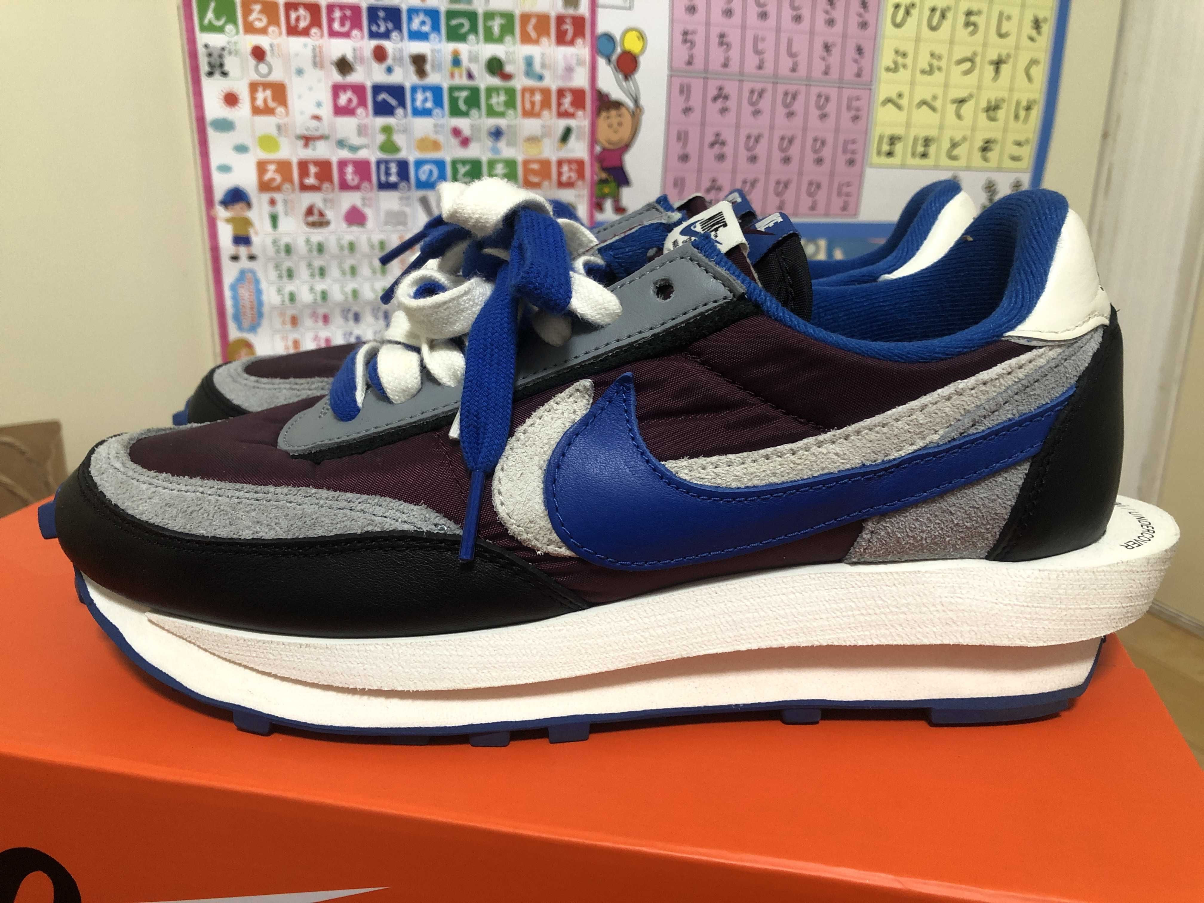 UNDERCOVER × sacai × Nike LD Waffle "Night Maroon/Pale Ivory-Ground Grey-Team Royal"