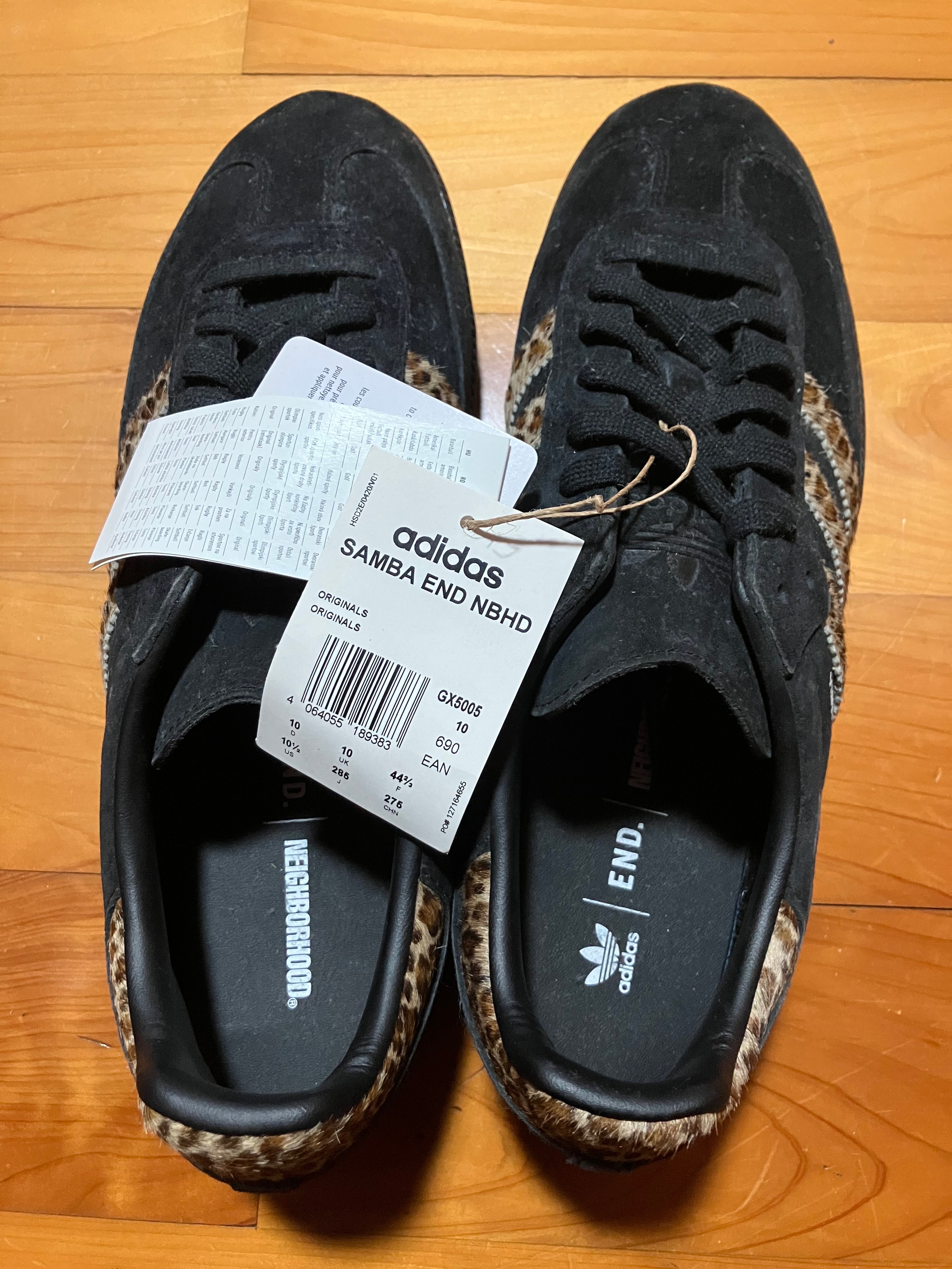 END. × NEIGHBORHOOD × adidas Samba "Core Black/Leopard"