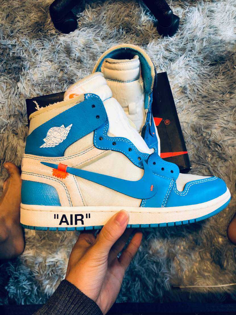 Off-White × Nike Air Jordan 1 High UNC "White/Dark Powder Blue"