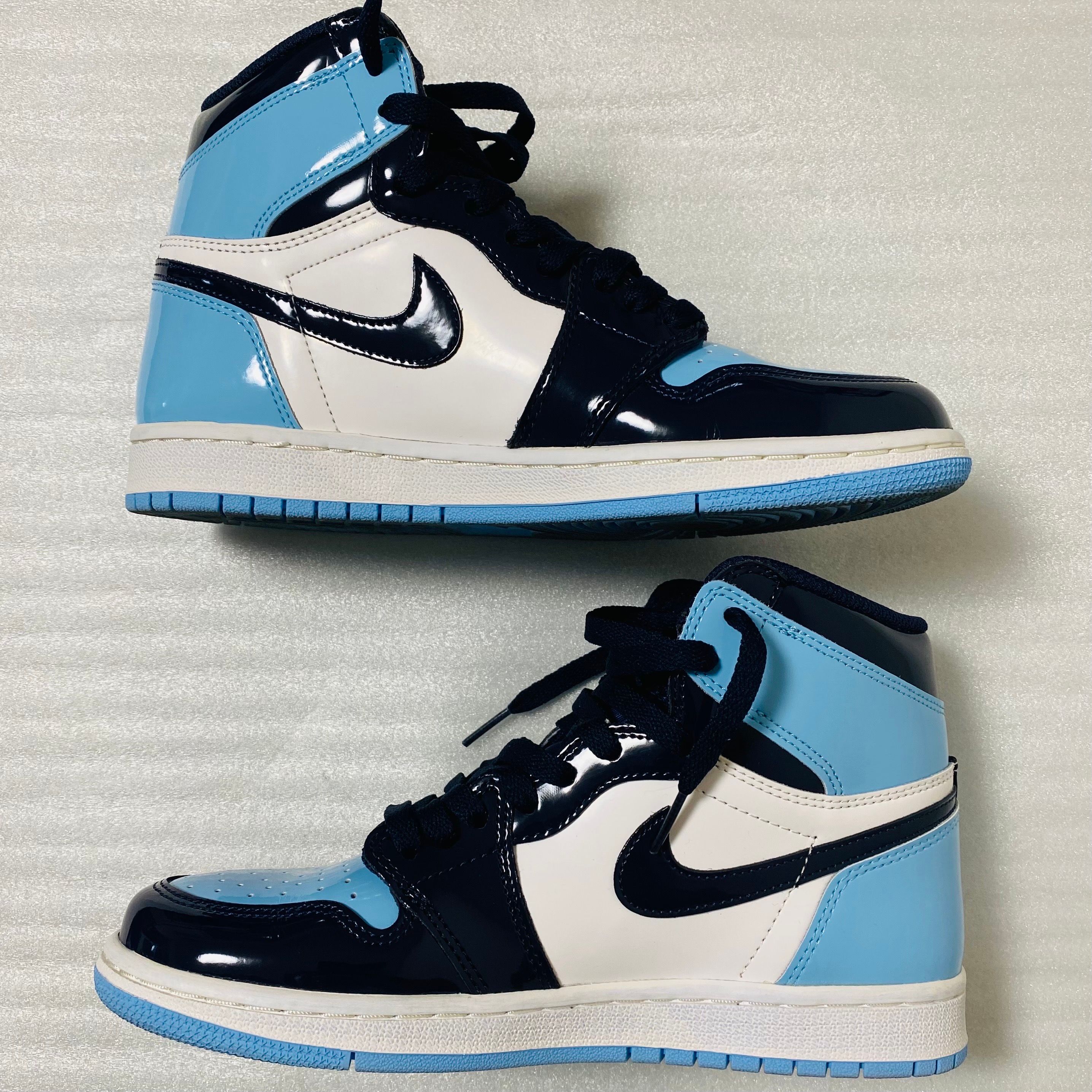 Nike WMNS AIR JORDAN 1 HIGH UNC パテント　レザー Nike Air Jordan 1 Retro High OG UNC Patent Women's Size 7 Blue