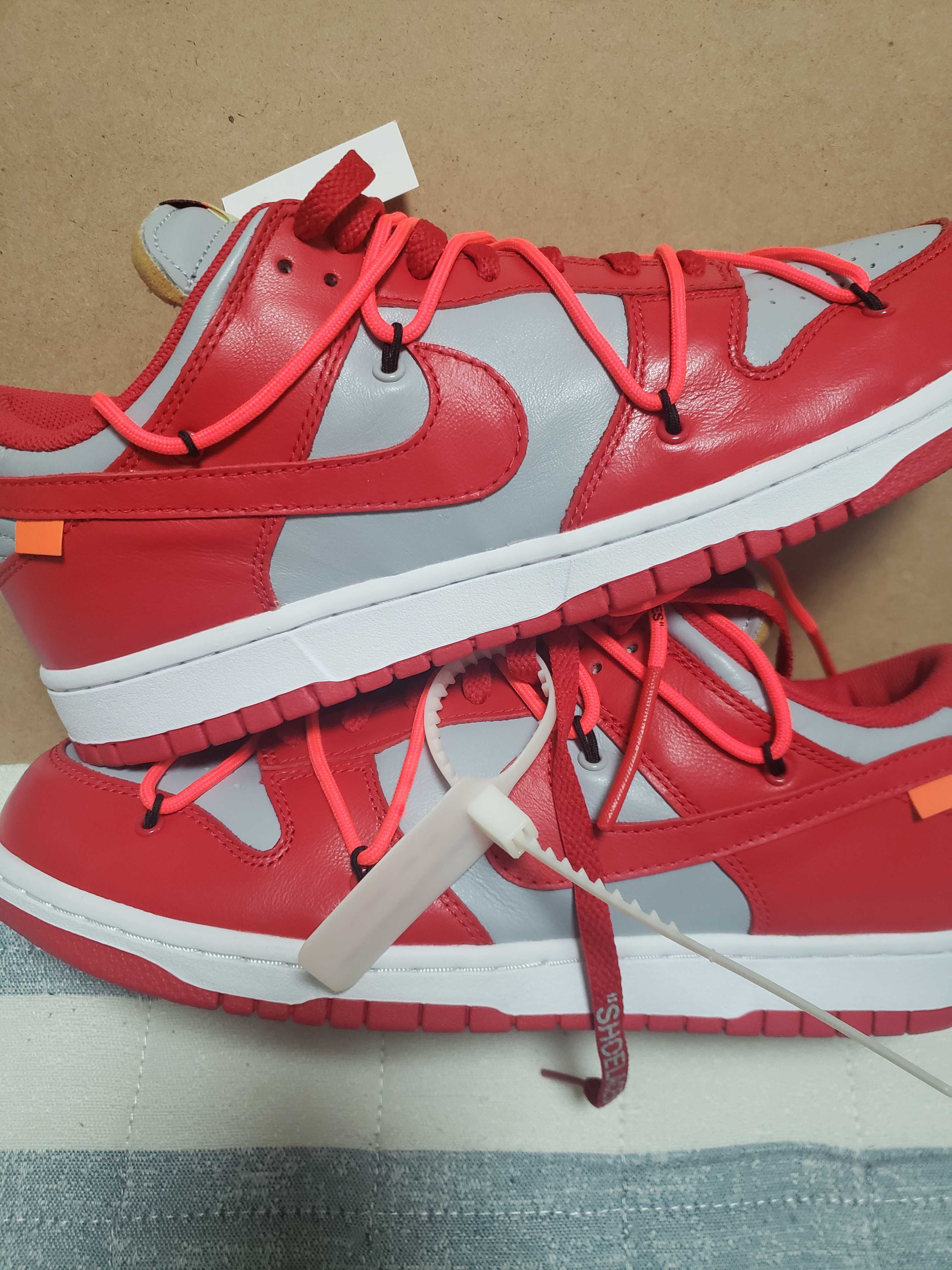 Off-White × Nike Dunk Low "University Red/Wolf Grey"