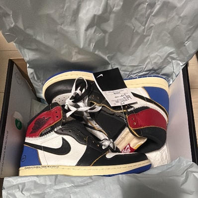 fragment design × UNION × Nike Air Jordan 1 High OG "Black/Varsity Red"