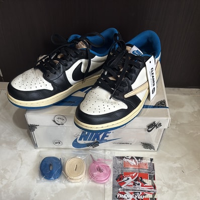 Travis Scott × fragment design × Nike Air Jordan 1 Low OG SP "Military Blue"