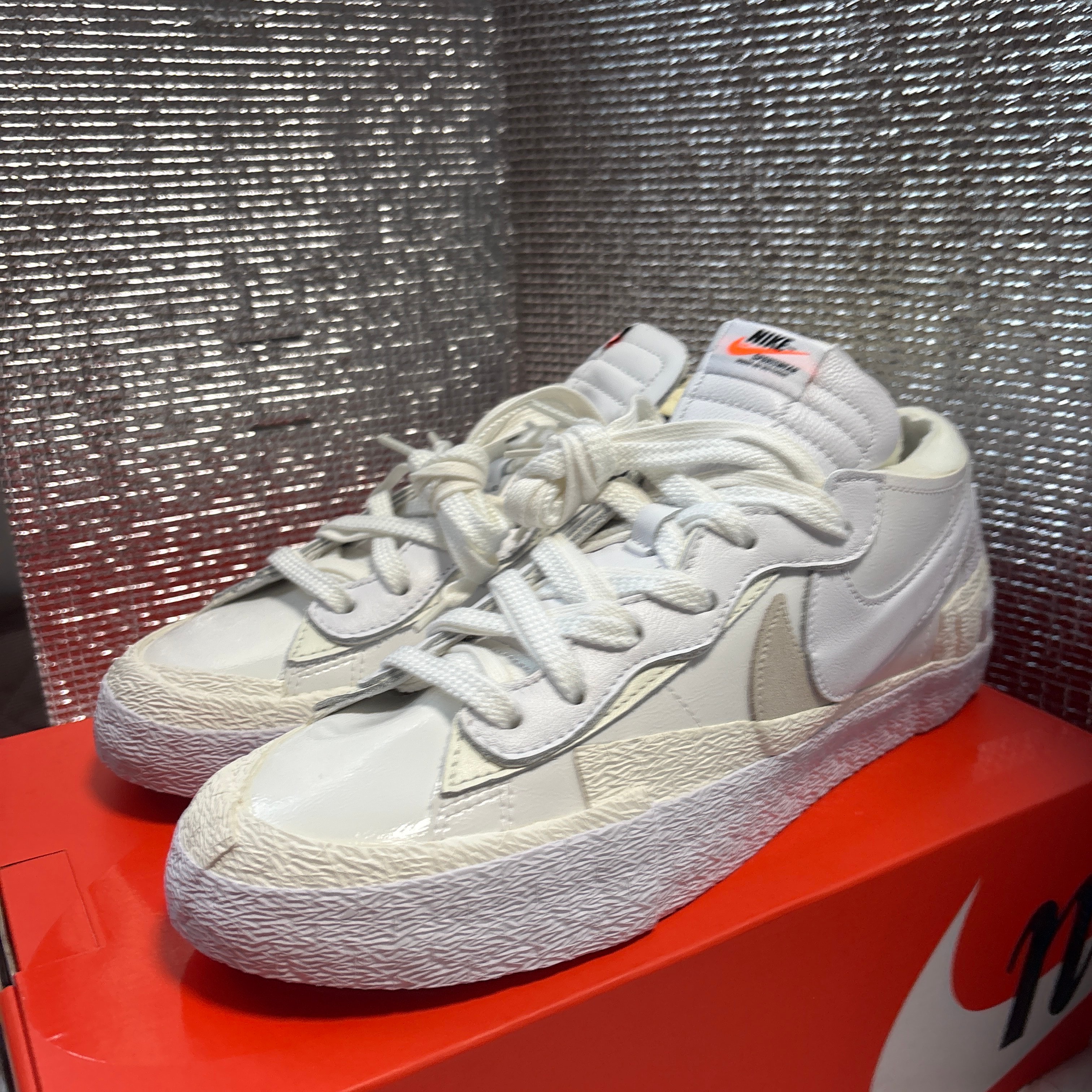 sacai × Nike Blazer Low "White Patent Leather"