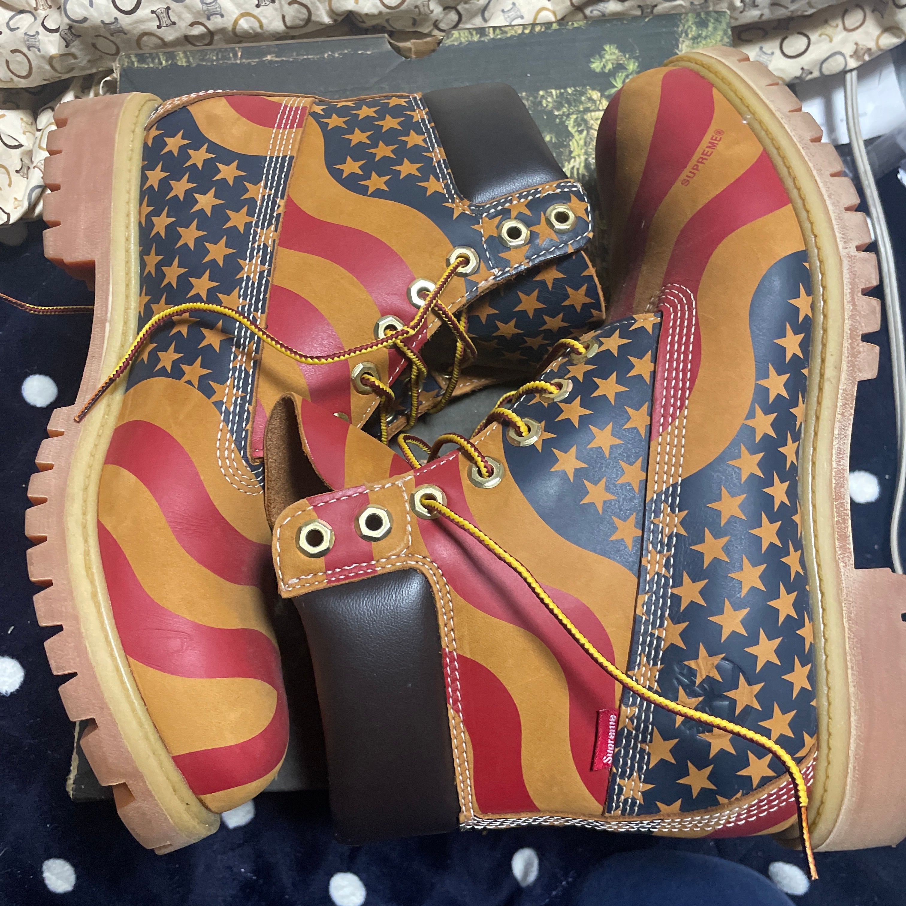 Supreme × Timberland 6 Boot "Stars & Stripes Wheat"
