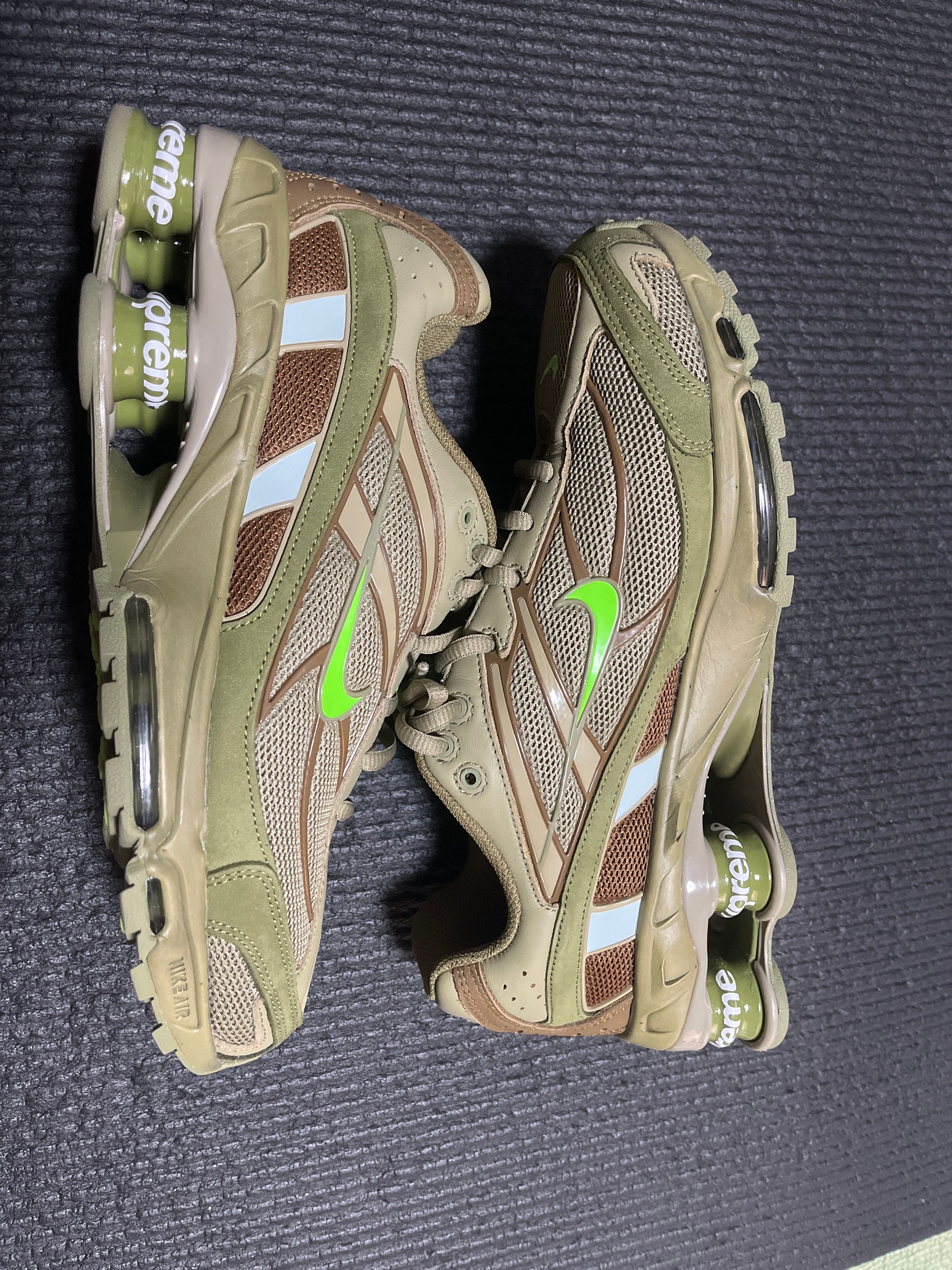 Supreme × Nike Shox Ride 2 "Neutral Olive/Electric Green-Pilgrim"