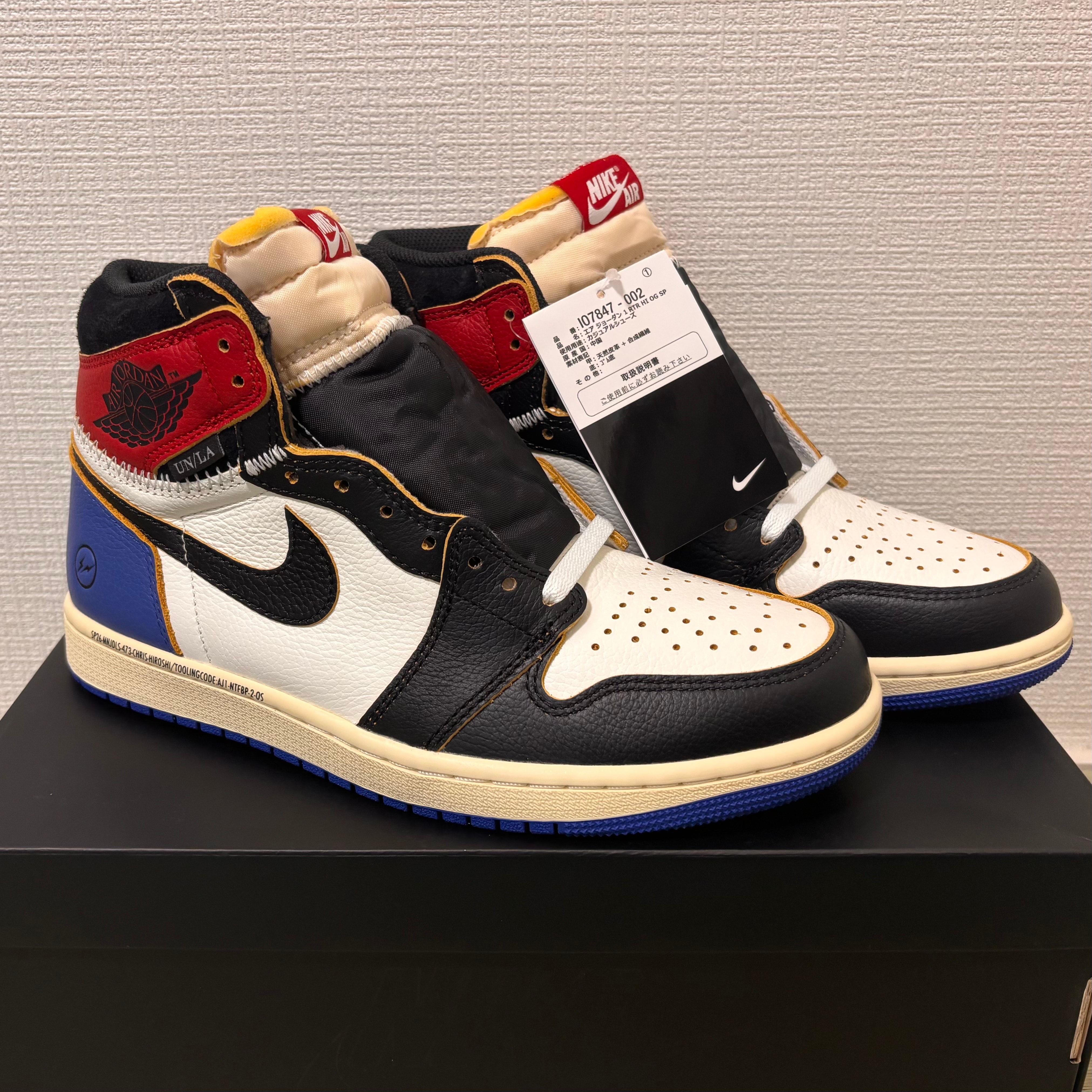 fragment design × UNION × Nike Air Jordan 1 High OG "Black/Varsity Red"