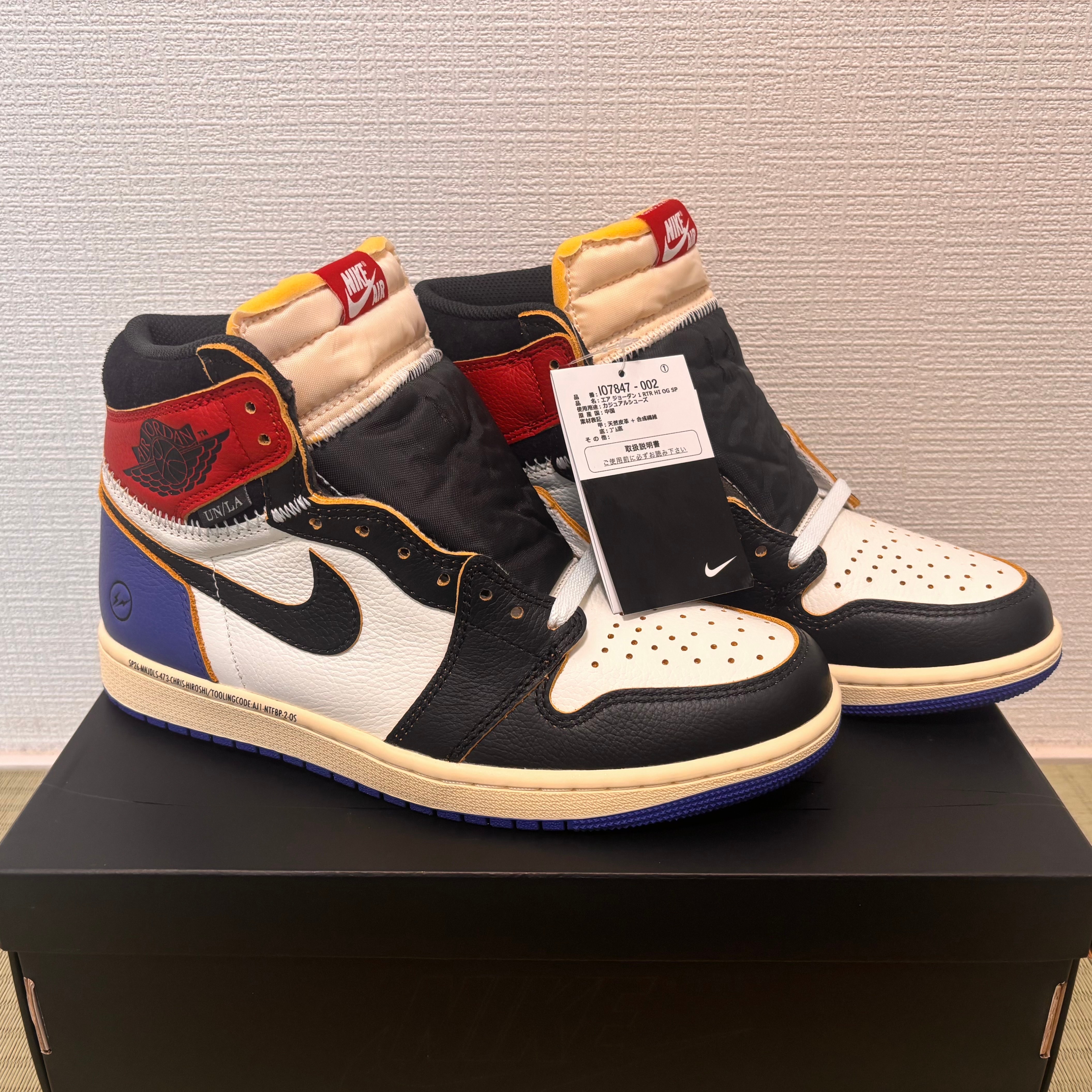 fragment design × UNION × Nike Air Jordan 1 High OG "Black/Varsity Red"