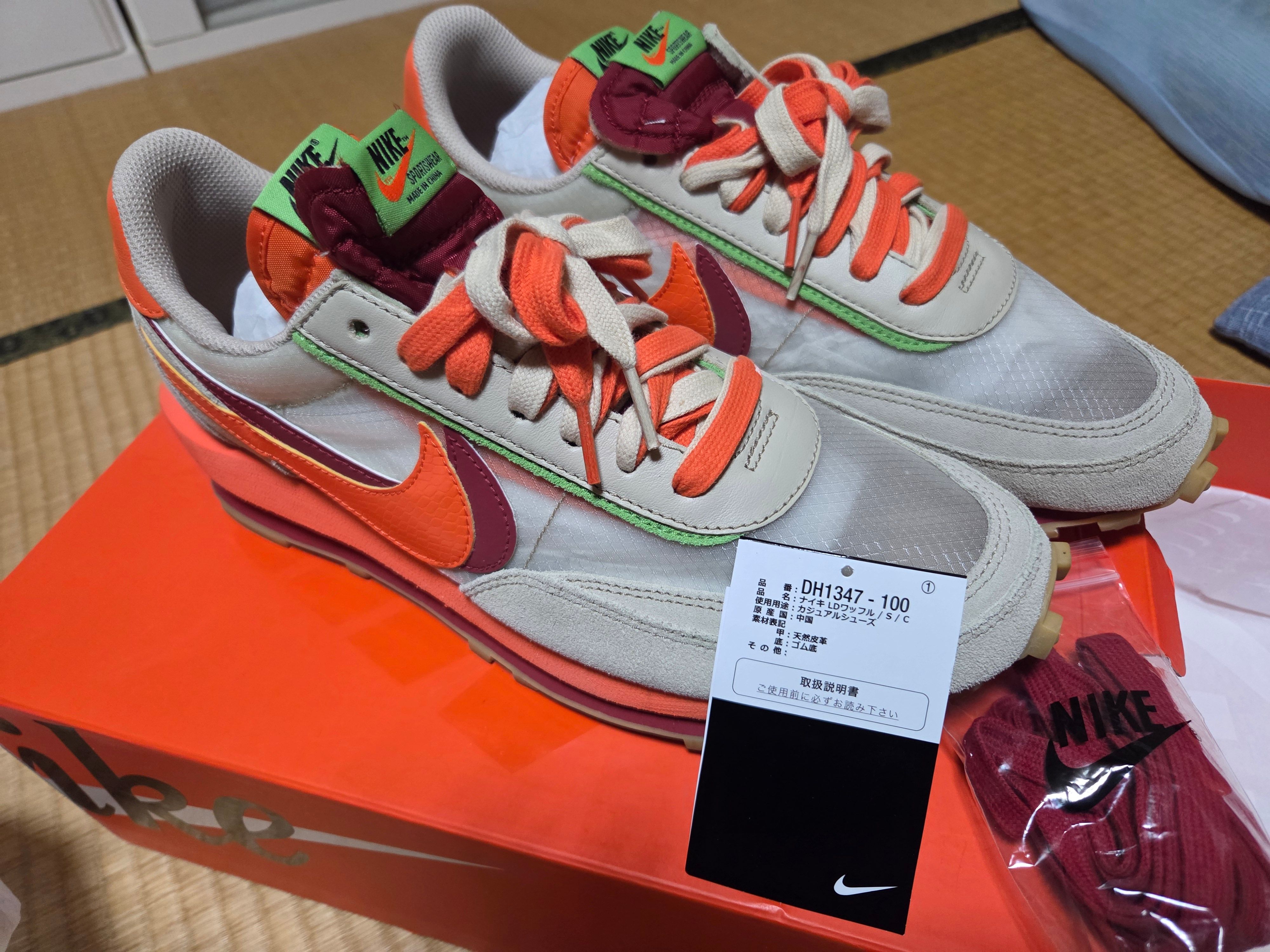 CLOT × Sacai × Nike LD Waffle "Orange Blaze"