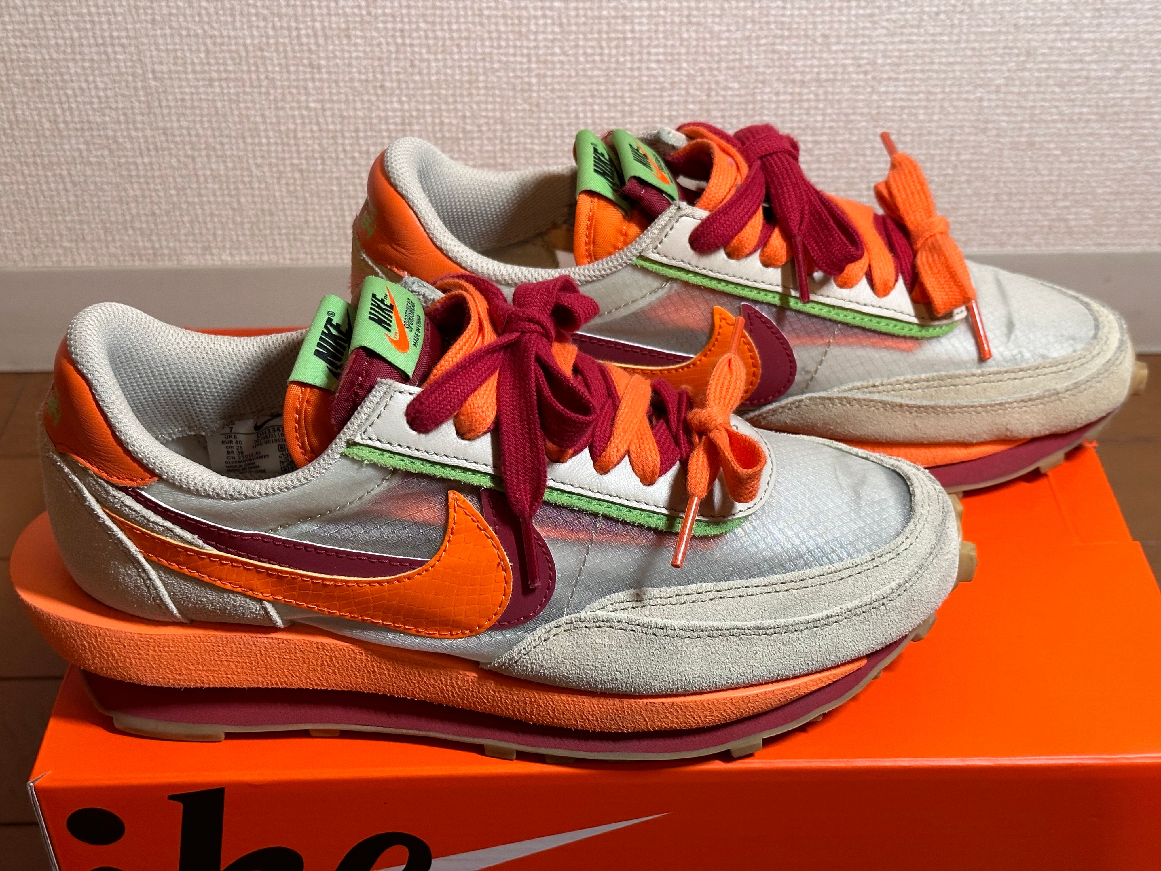 CLOT × Sacai × Nike LD Waffle "Orange Blaze"