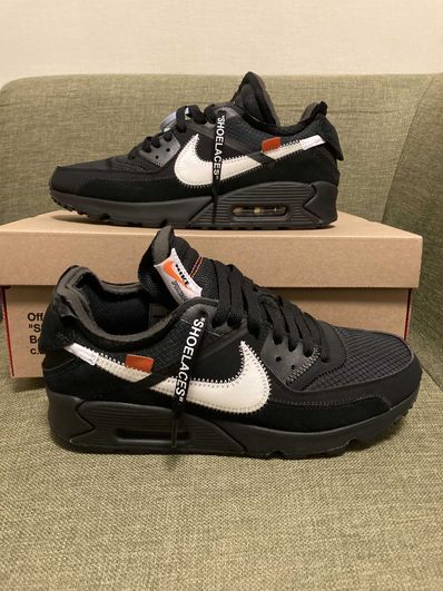 Off-White × Nike Air Max 90 "Black/Black-Cone-White"