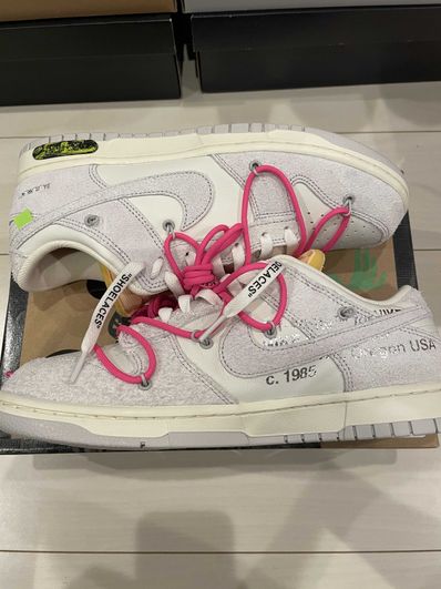 Off-White × Nike Dunk Low "Sail/Neutral Gray/Hyper Pink"