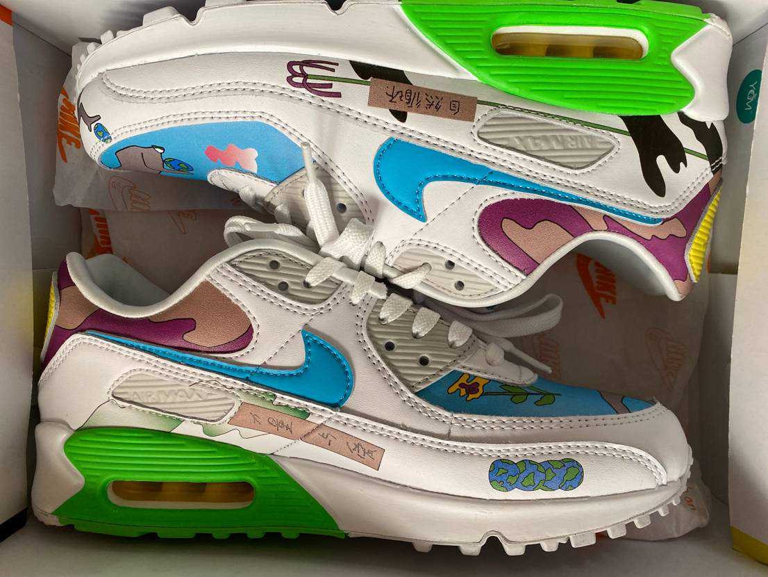RUOHAN WANG × NIKE AIR MAX 90 FLYLEATHER "WHITE/MULTI COLOR"