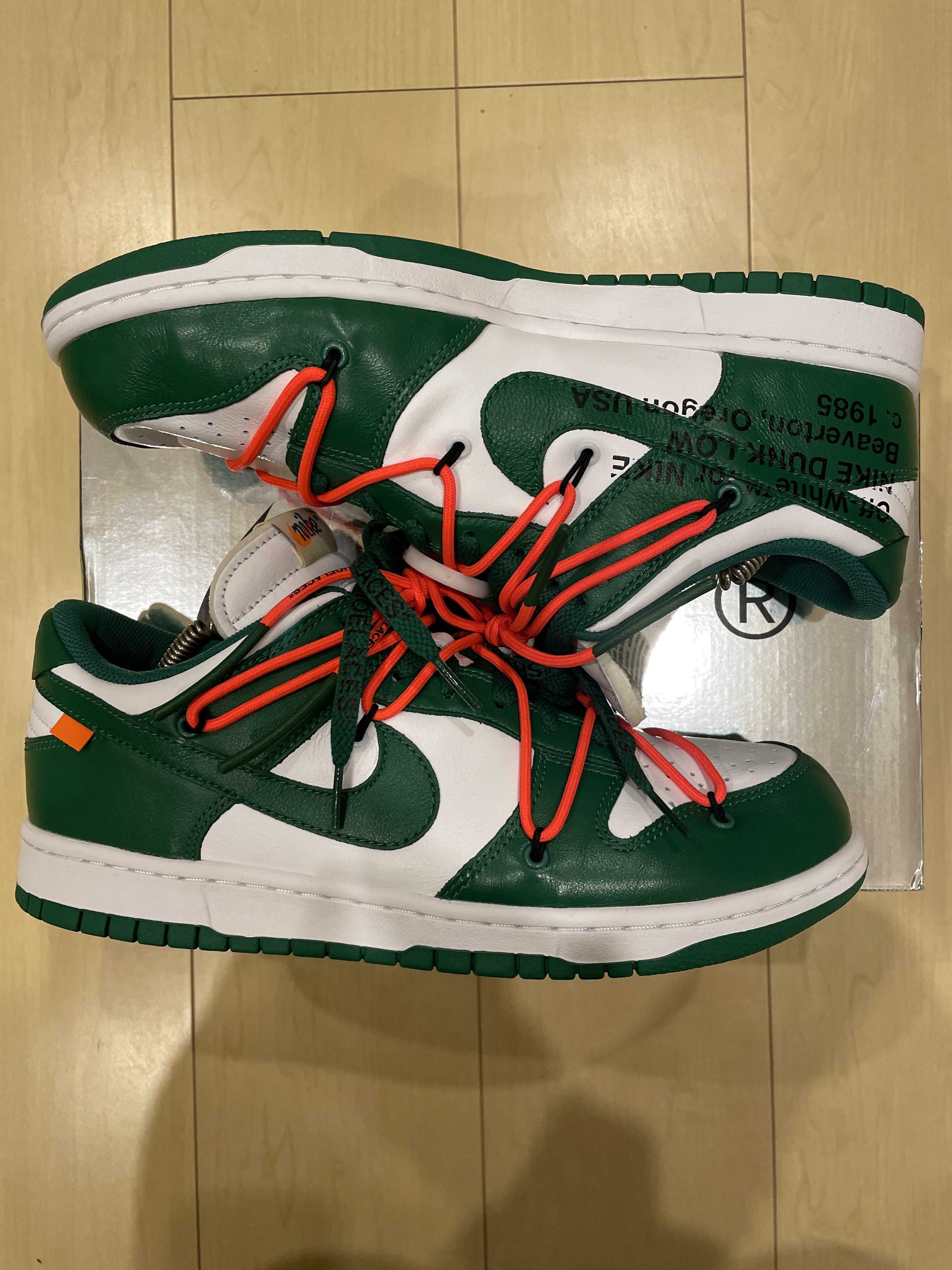 Off-White × Nike Dunk Low "White/Pine Green"