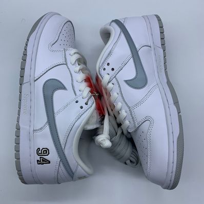 Supreme × Nike SB Dunk Low "White/Metallic Silver" (25FW Week2)