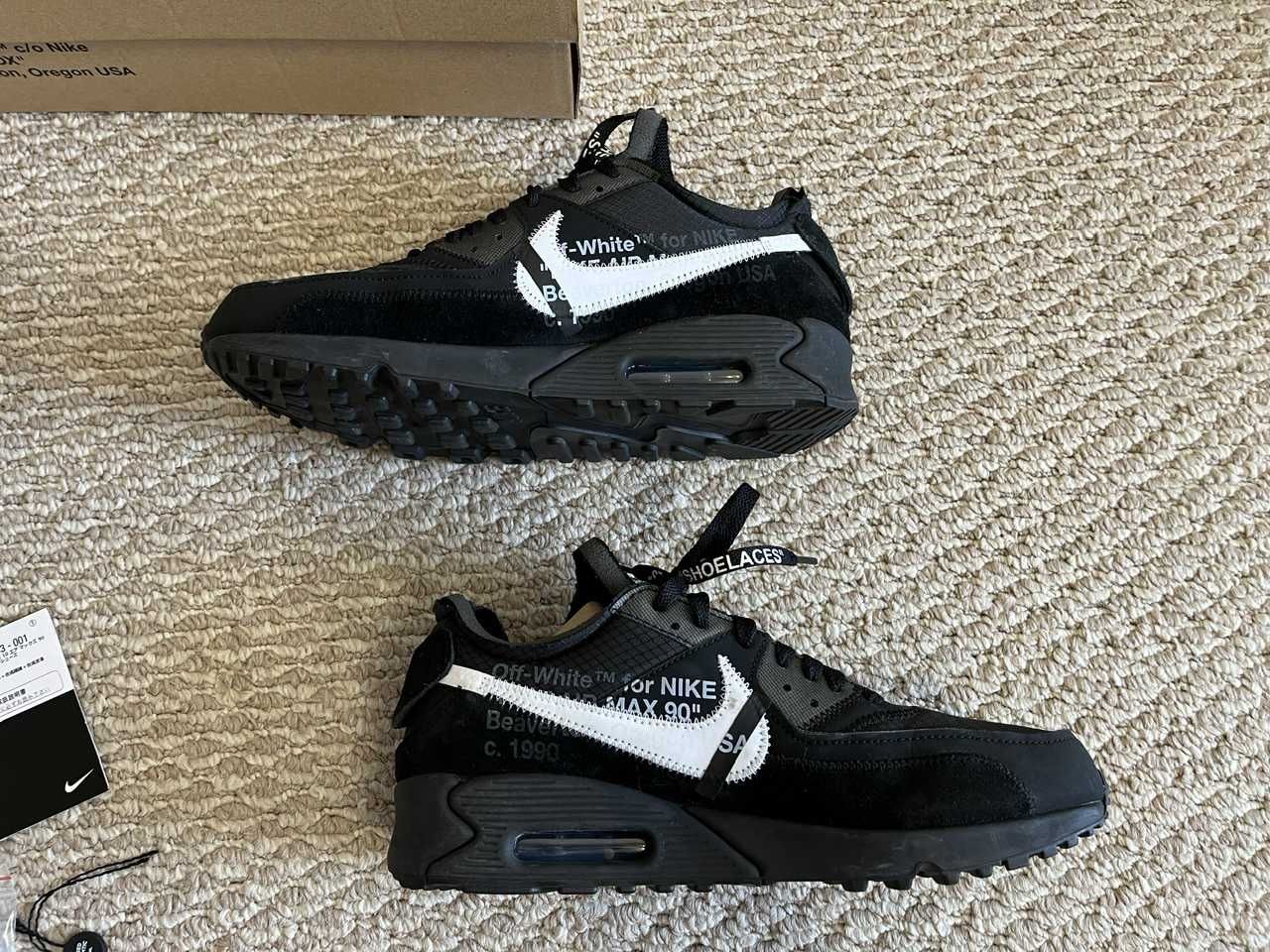 Off-White × Nike Air Max 90 "Black/Black-Cone-White"