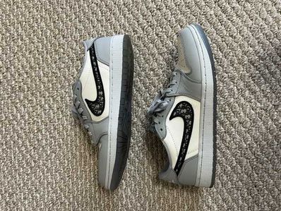 Dior × Nike Air Jordan 1 Low OG "Wolf Grey/Black-Sail-White"