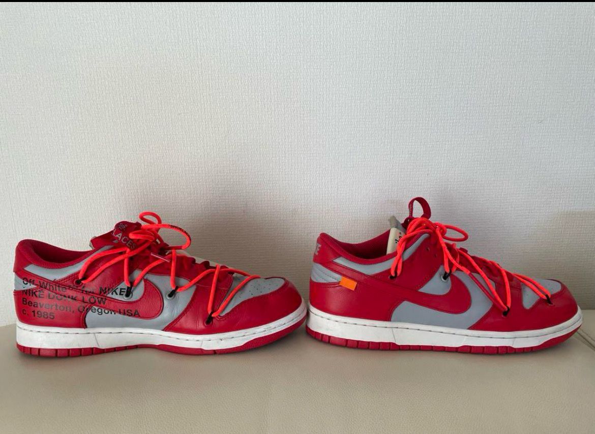 Off-White × Nike Dunk Low "University Red/Wolf Grey"