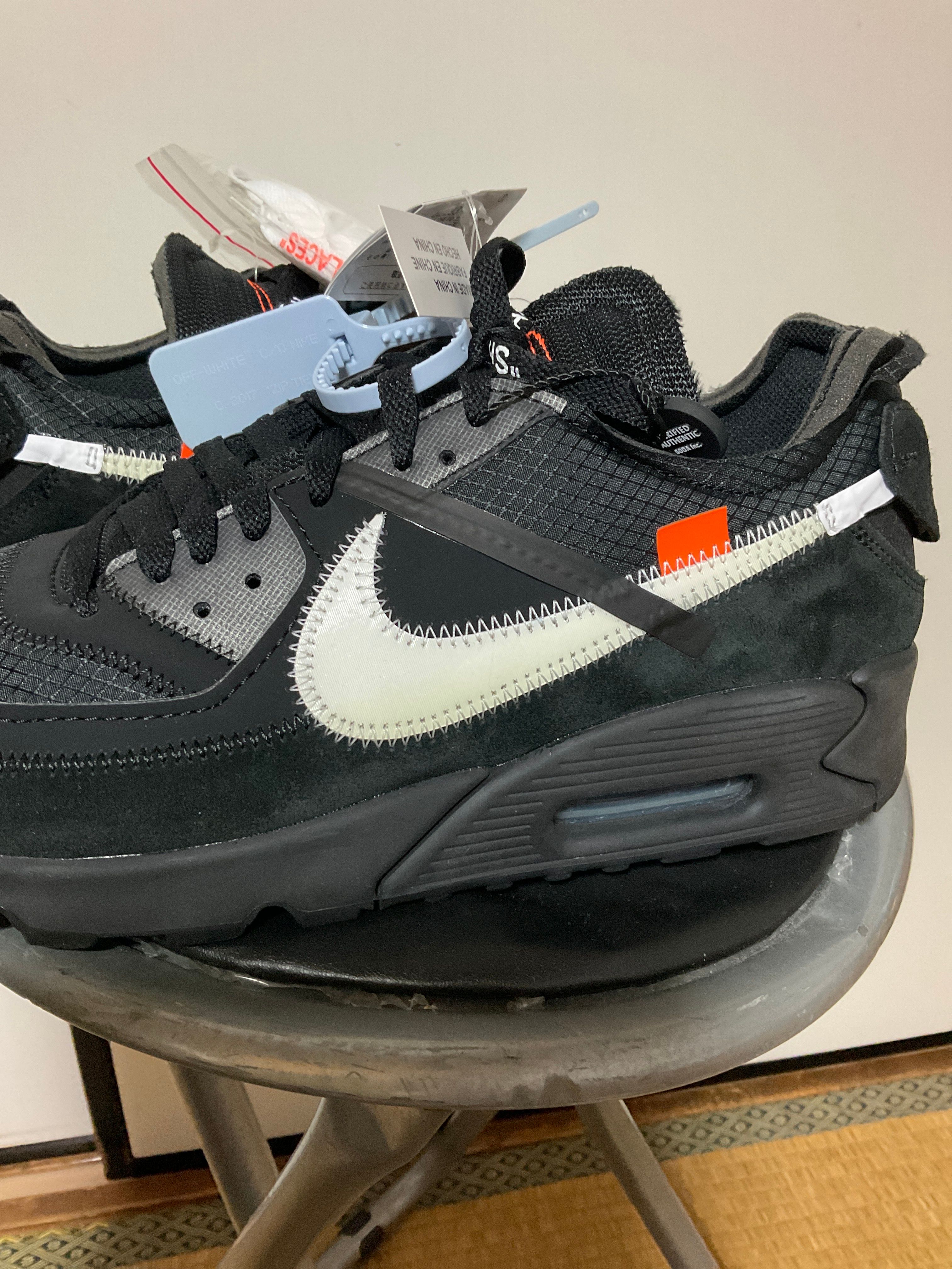 Off-White × Nike Air Max 90 "Black/Black-Cone-White"