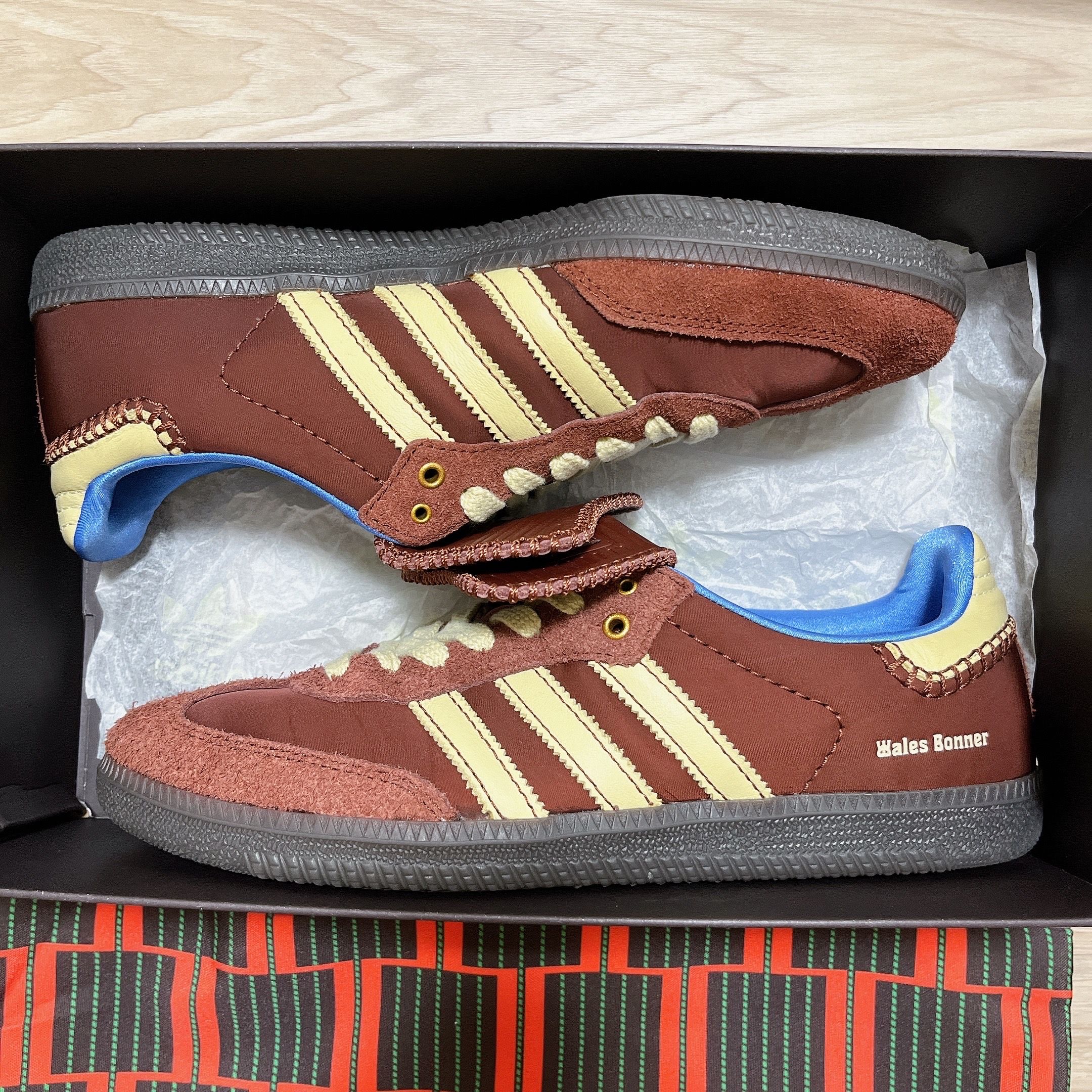 Wales Bonner × adidas Samba Nylon Low "Fox Brown/Sandy Beige/Lucky Blue"