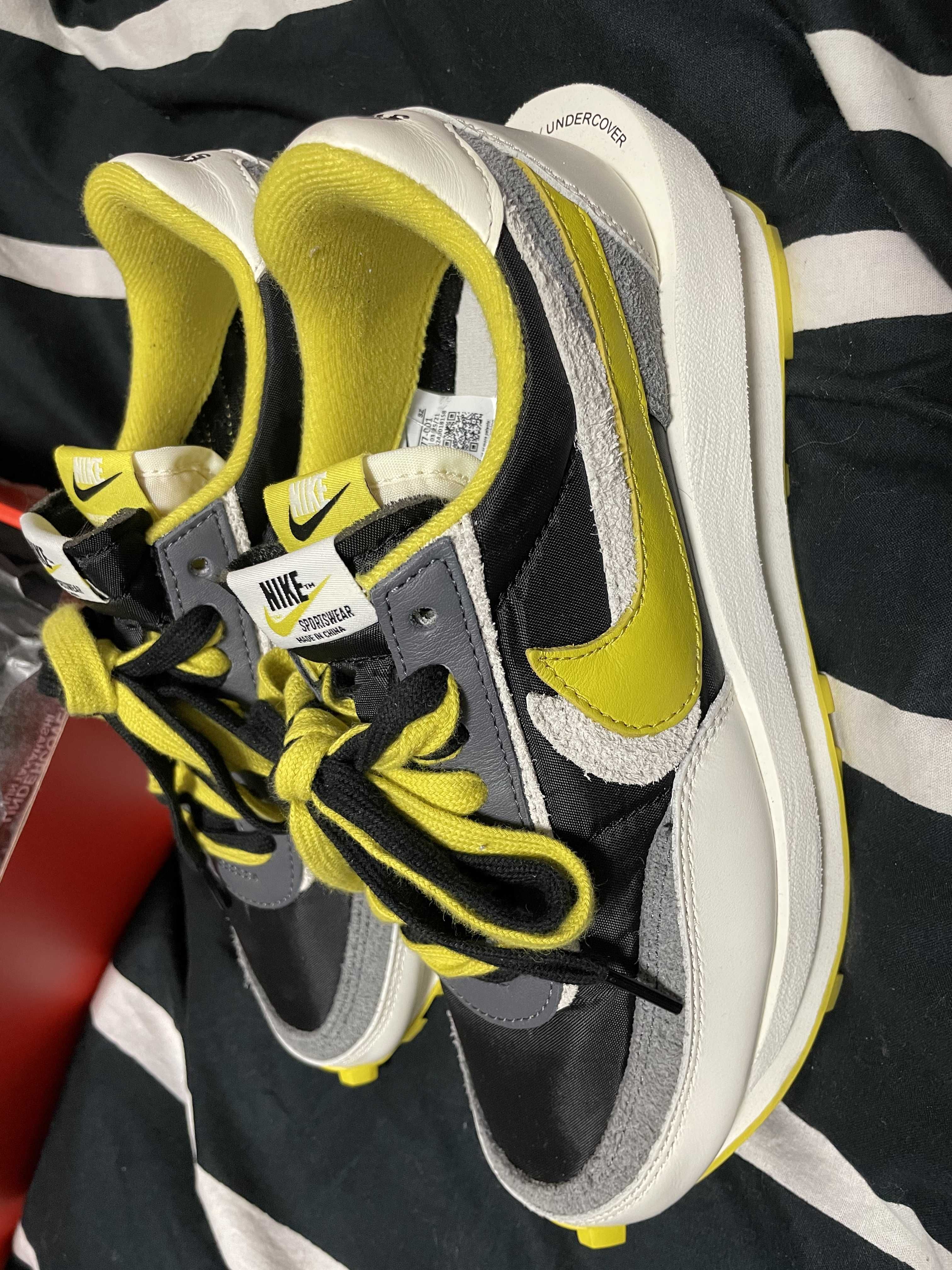 UNDERCOVER × sacai × Nike LD Waffle "Black/Sail-Dark Grey-Bright Citron"