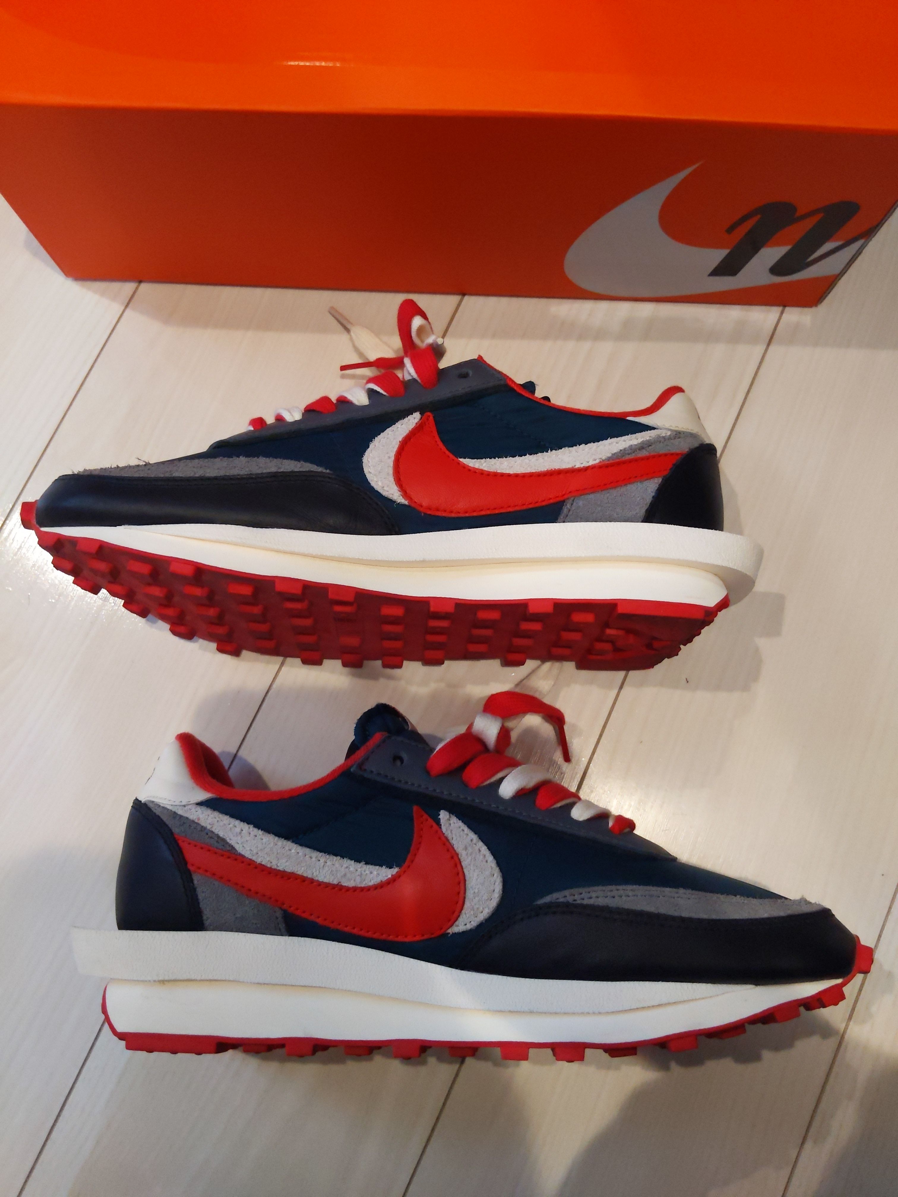 UNDERCOVER × sacai × Nike LD Waffle "Midnight Spruce/Pale Ivory-Dark Grey-University Red"