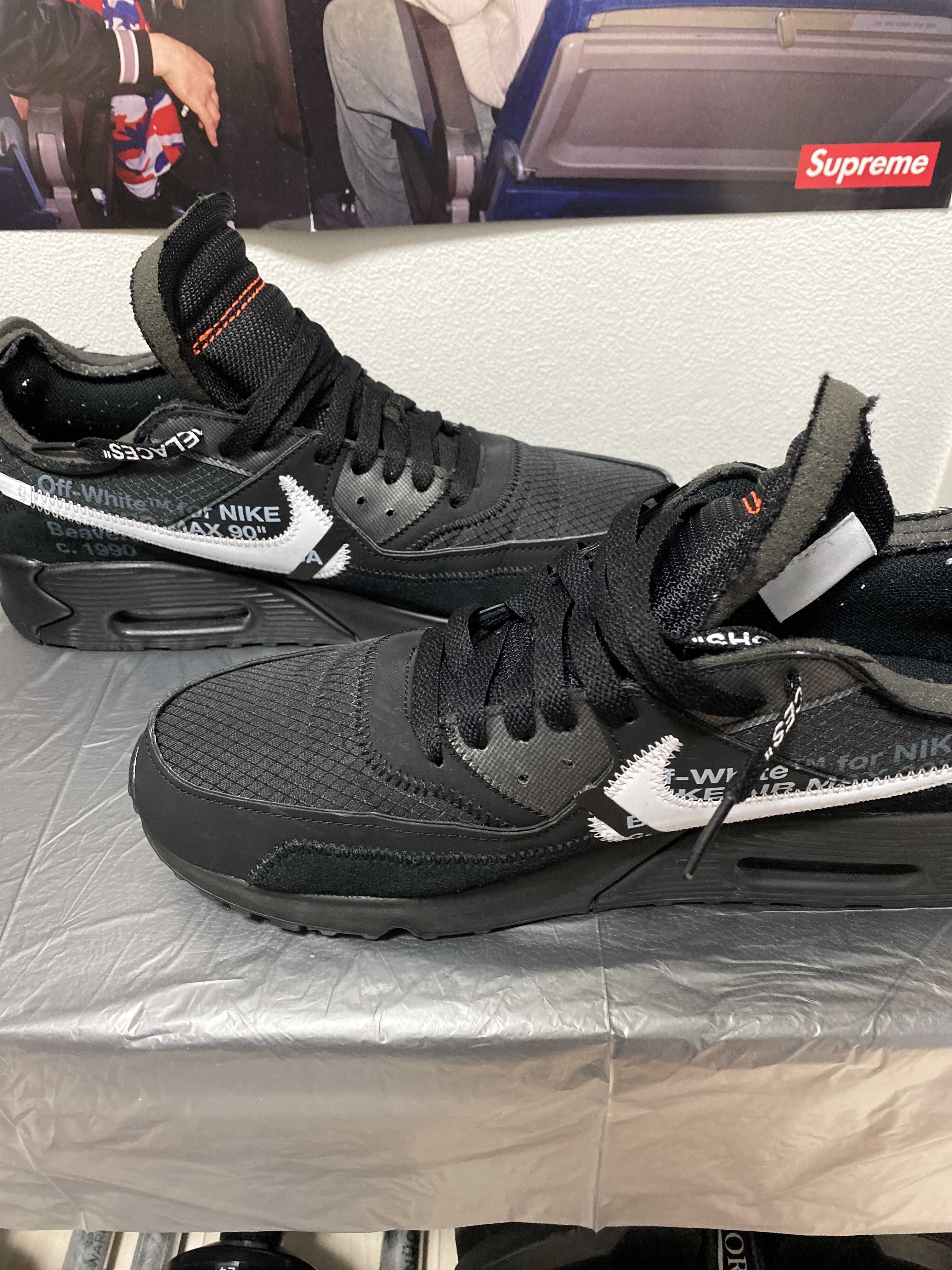 Off-White × Nike Air Max 90 "Black/Black-Cone-White"