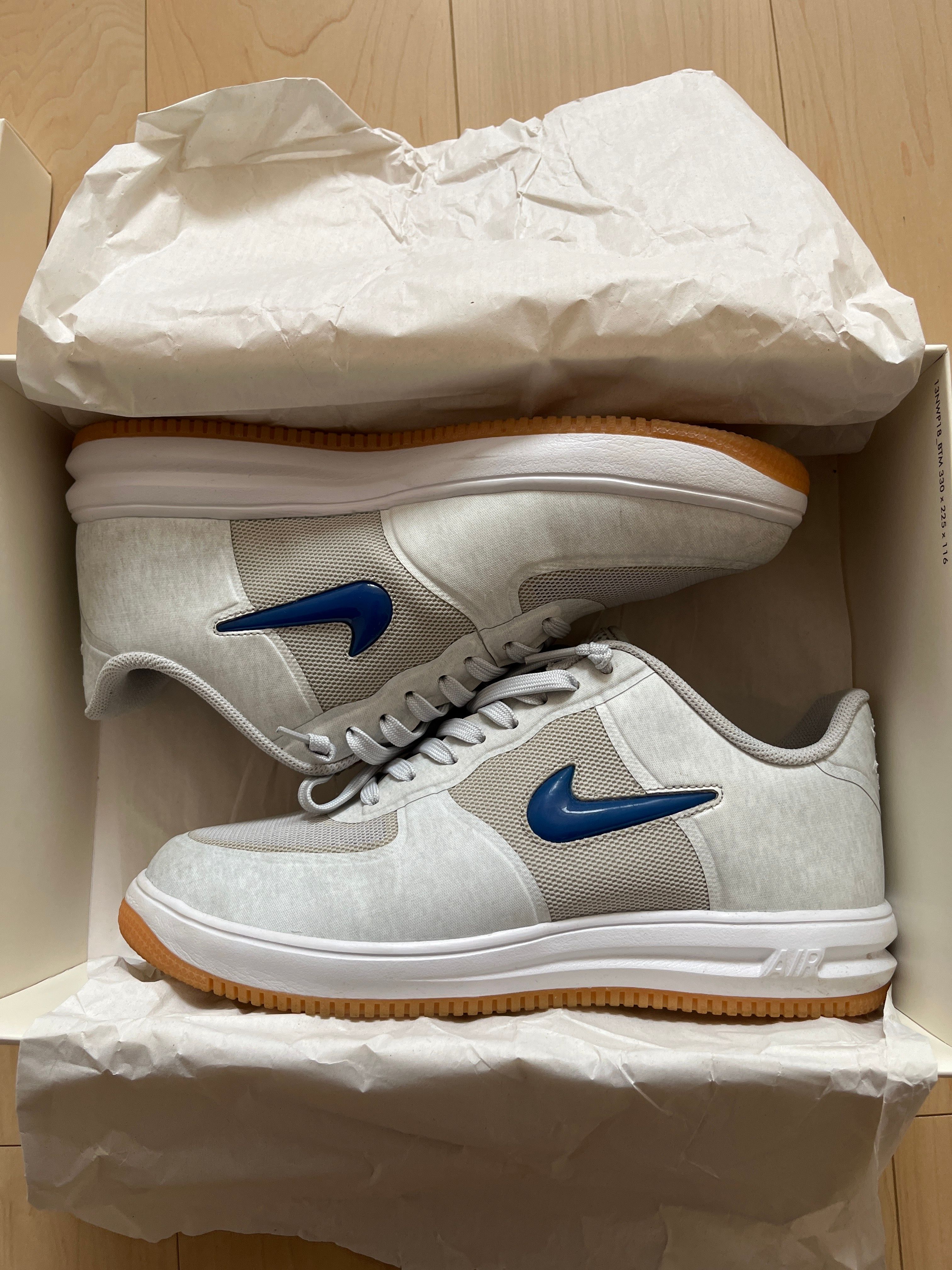CLOT × Nike Lunar Force 1 Fuse SP "Natural Grey/University Red/Game Royal/White"