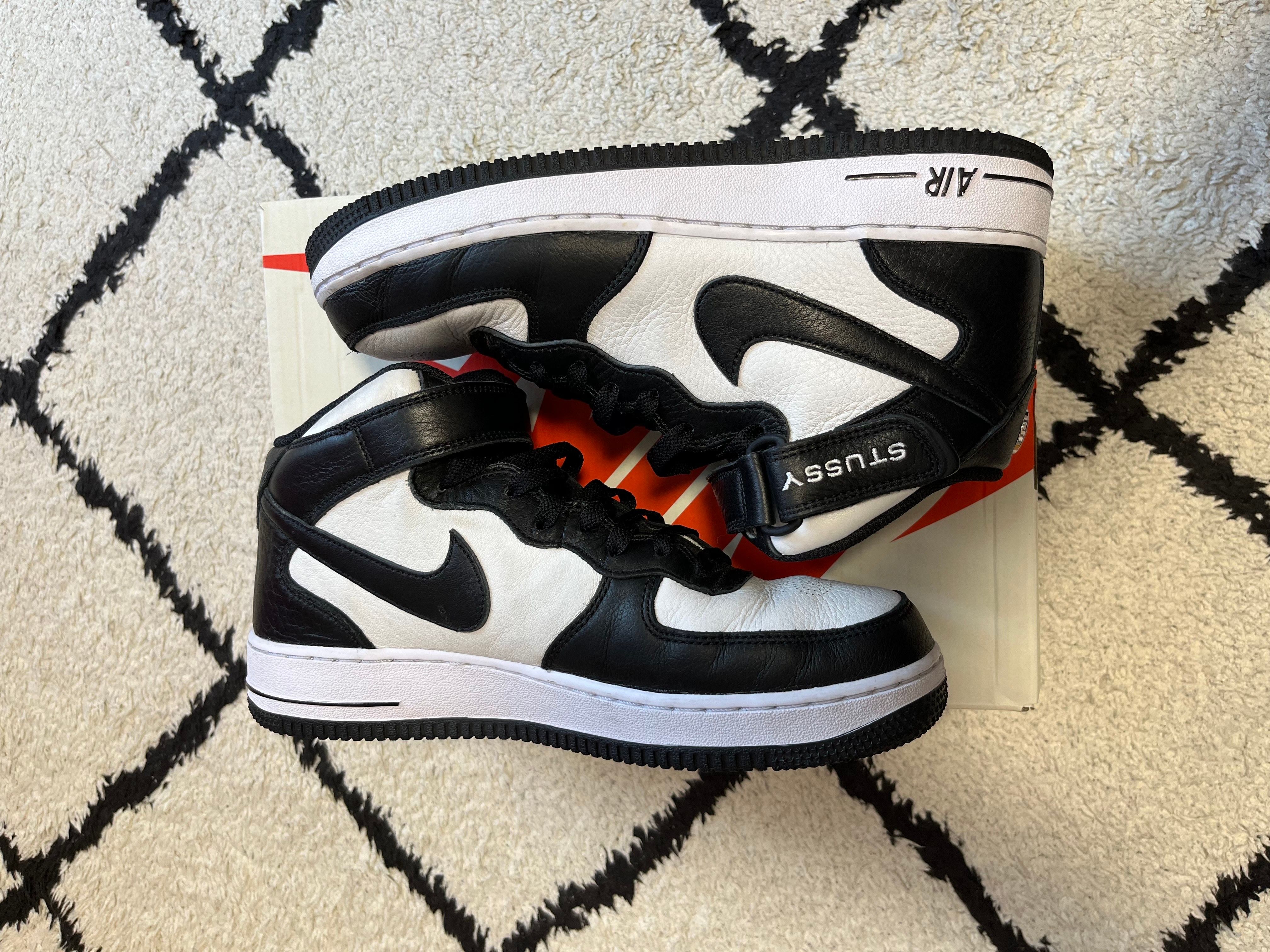 Stussy × Nike Air Force 1 Mid "Black and Light Bone"